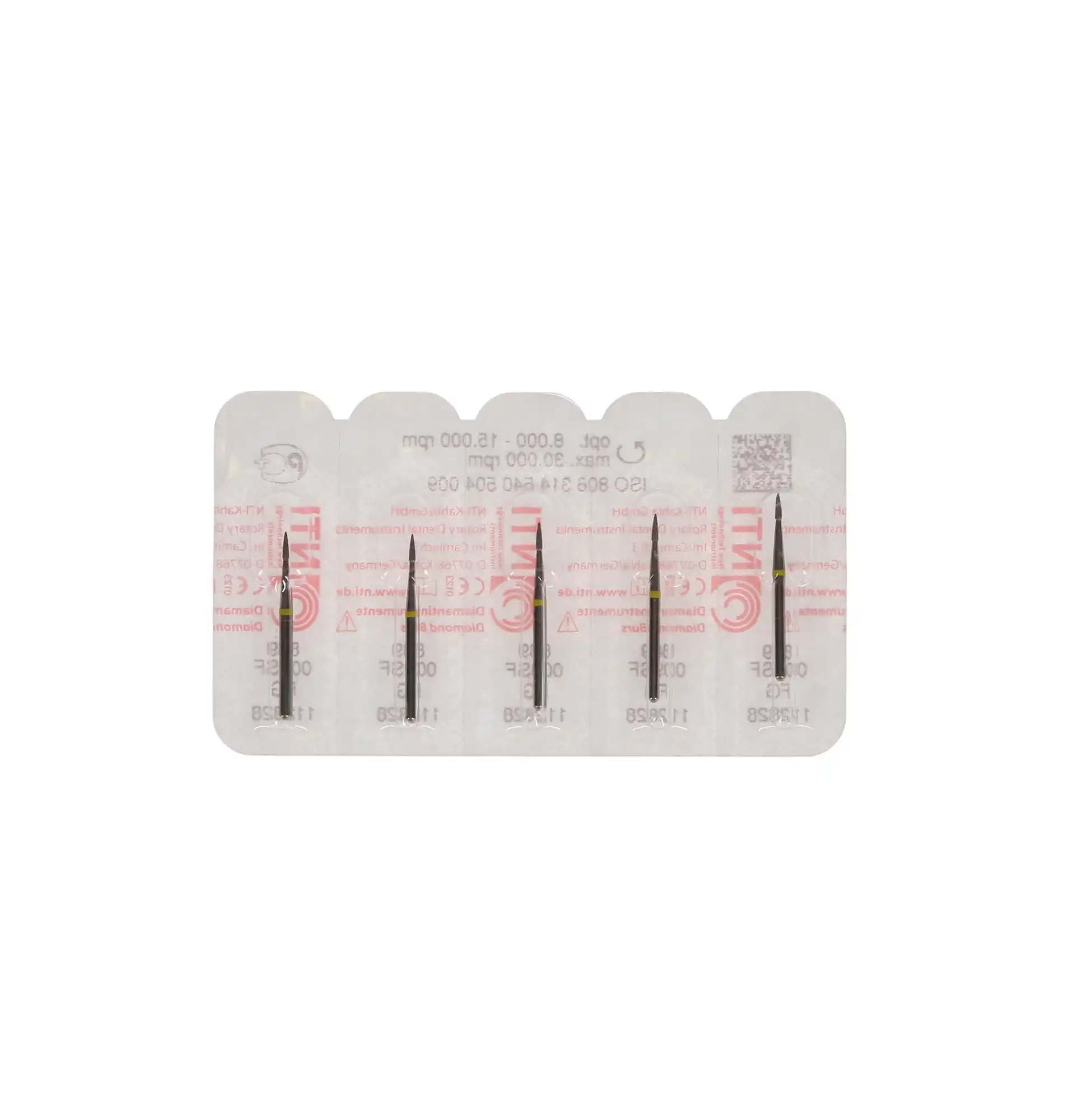 NTI Diamond Bur, FG, Flame, #SF889-009, 0.9 mm, Super Fine, Yellow, 5/Pk thumbnail 5