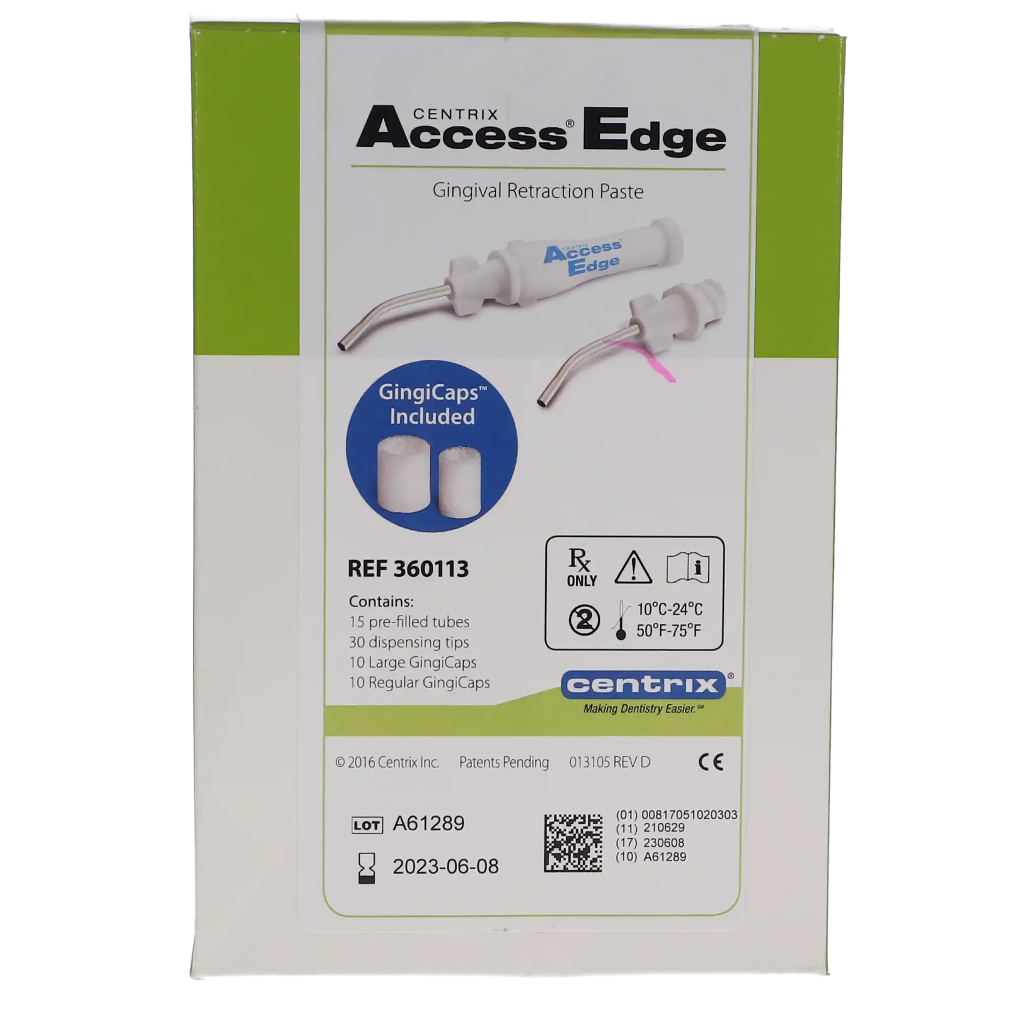Access Edge Retraction Paste, 15% Aluminum Chloride / Kaolin Clay, 15 Prefilled Unit-Dose Tubes, 30 Dispensing Tips, 10 Large & 10 Regular GingiCaps, 360113 thumbnail 5