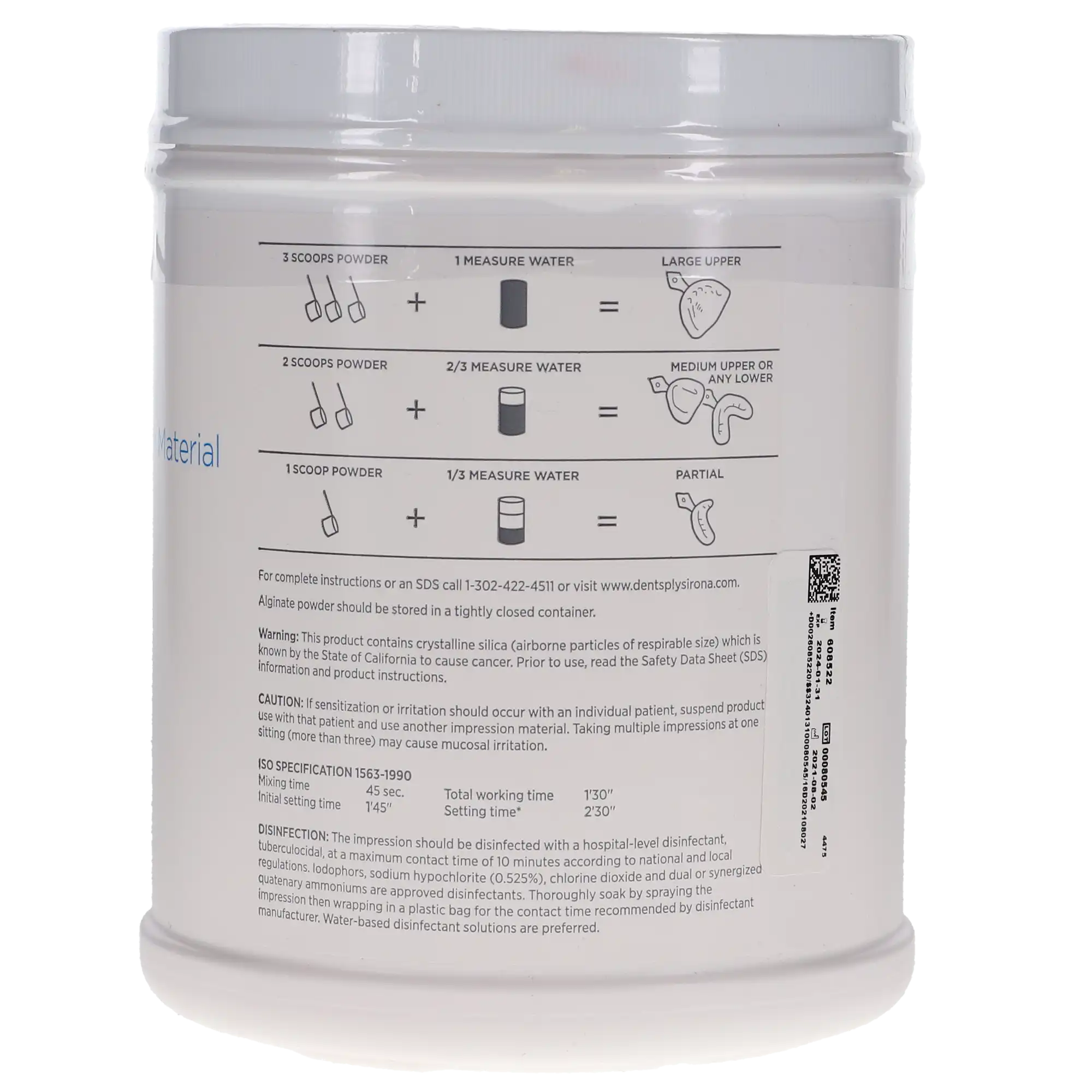 Jeltrate Alginate Impression Material, Fast Set, Pink, 1 lb Can, 608522 thumbnail 4