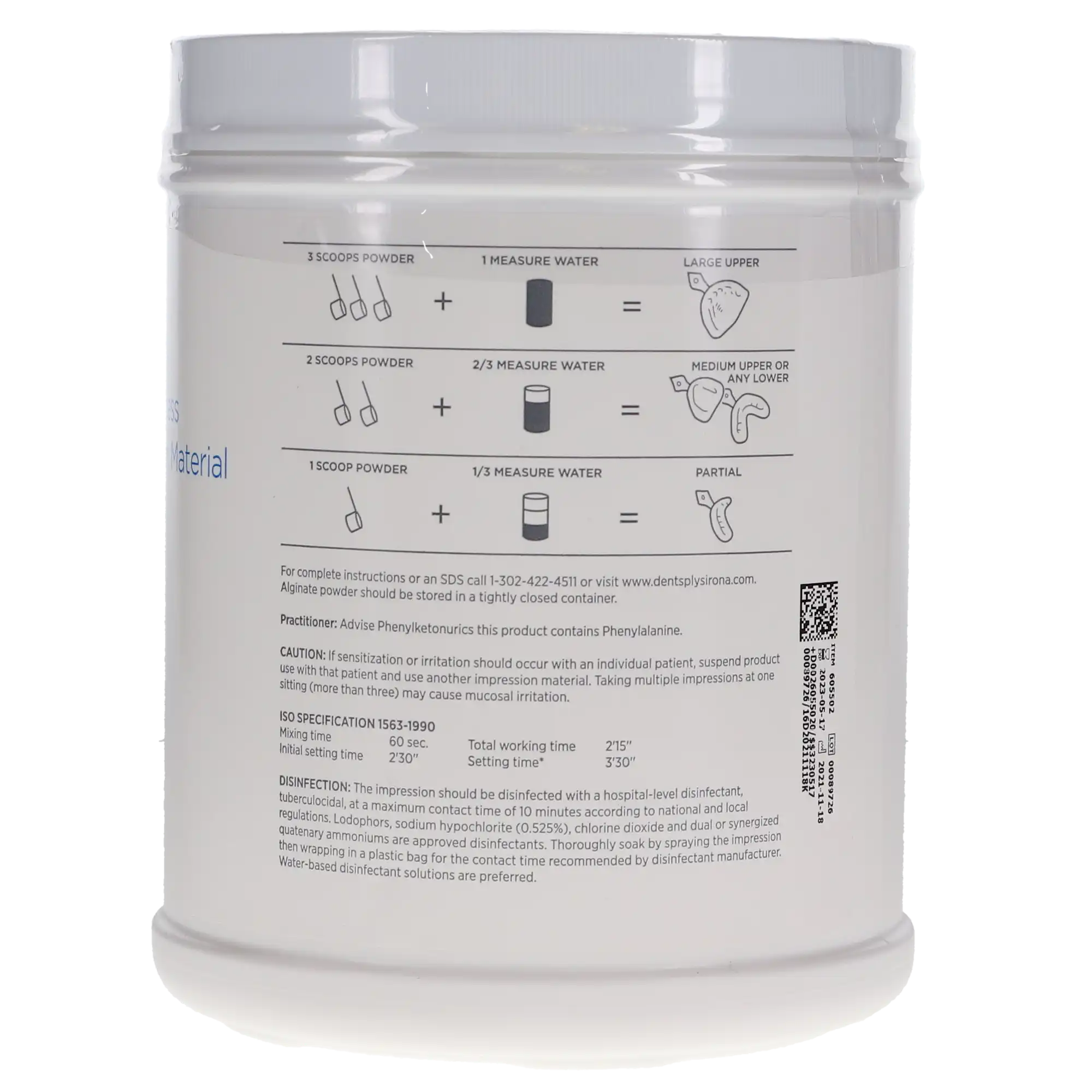 Jeltrate Plus Antimicrobial Dustless Alginate Impression Material, Regular Set, 1 lb Canister, 605502 thumbnail 2