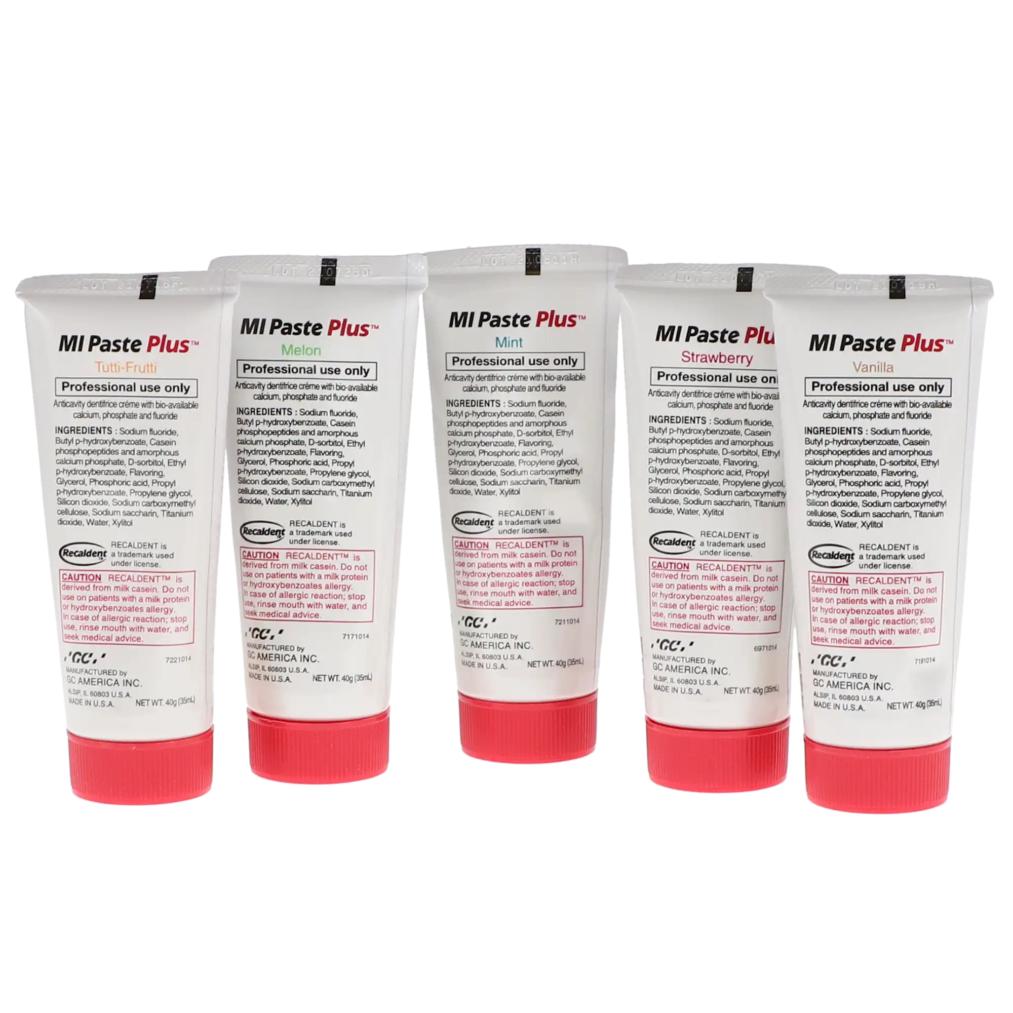 GC America MI Paste Plus Topical Tooth Creme, RECALDENT CPP-ACP with 900 ppm Fluoride, Assorted Flavors, 40 g Tubes, 10/Pk, 422614 thumbnail 10