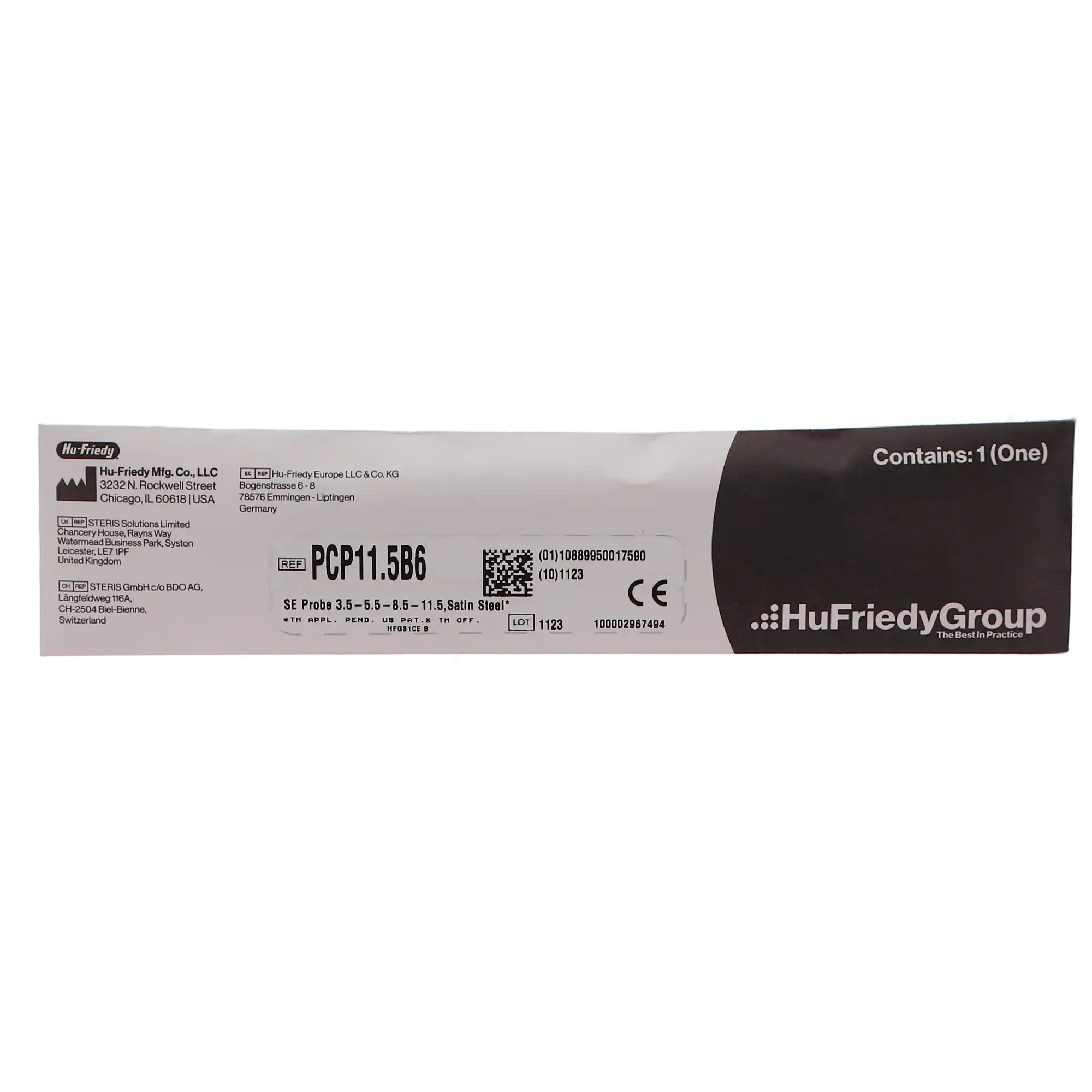 Hu-Friedy Qulix Color-Coded Periodontal Probe, Single-End, WHO (CP-11.5B), Markings 3.5-5.5-8.5-11.5 mm, #6 Satin Steel Handle, PCP11.5B6 thumbnail 4