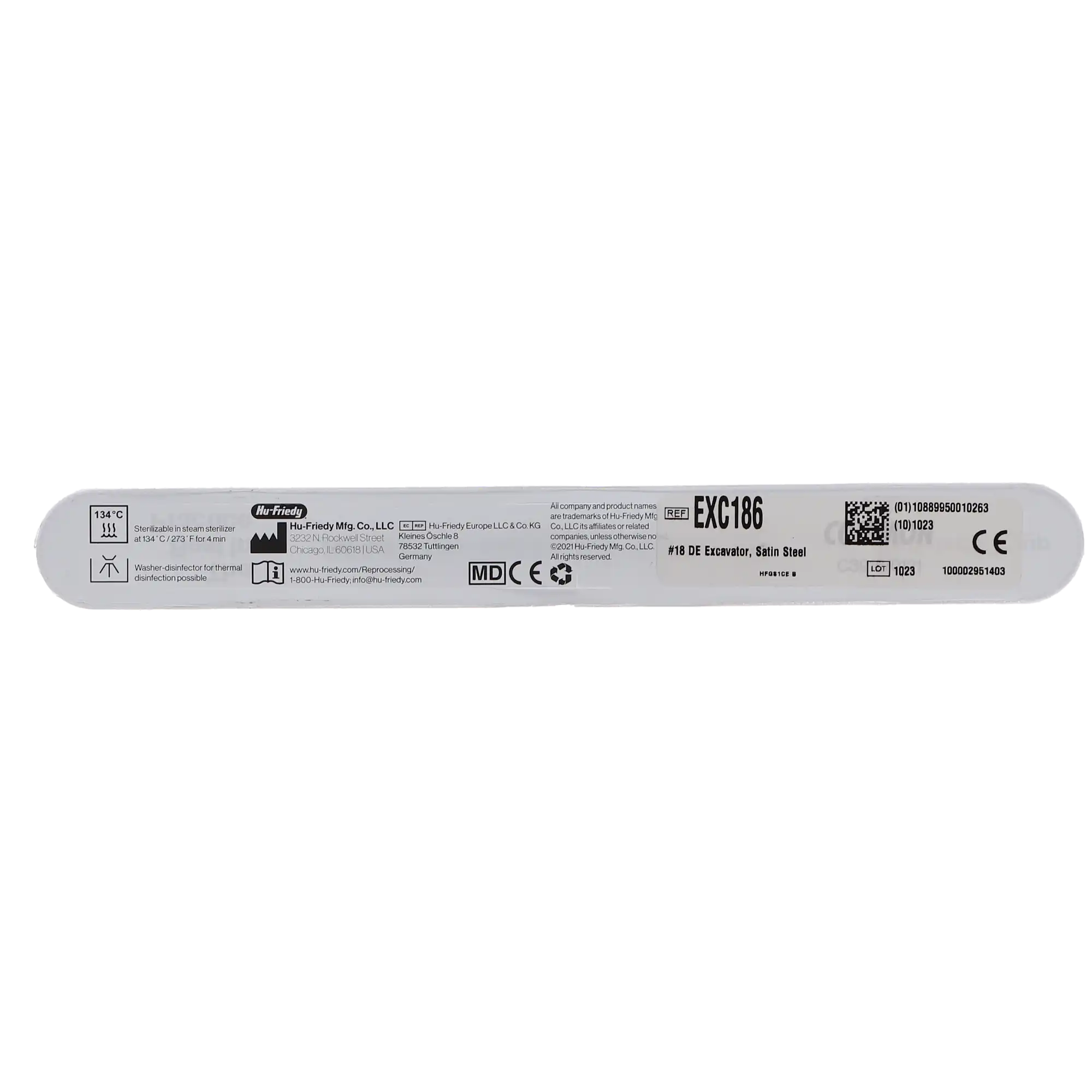 Hu-Friedy EXC186 Excavator, Double-Ended, #18 Spoon, #6 Satin Steel Handle, 1.5 mm Tip, 1/Pk thumbnail 4