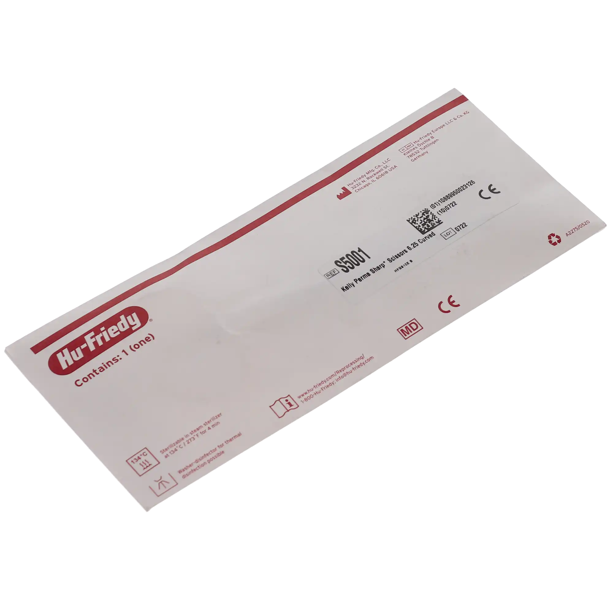 Hu-Friedy Perma Sharp Kelly Scissors, Curved, 1 Serrated Blade, 16 cm (6.25"), Stainless Steel, 1/Pk, S5001 thumbnail 4