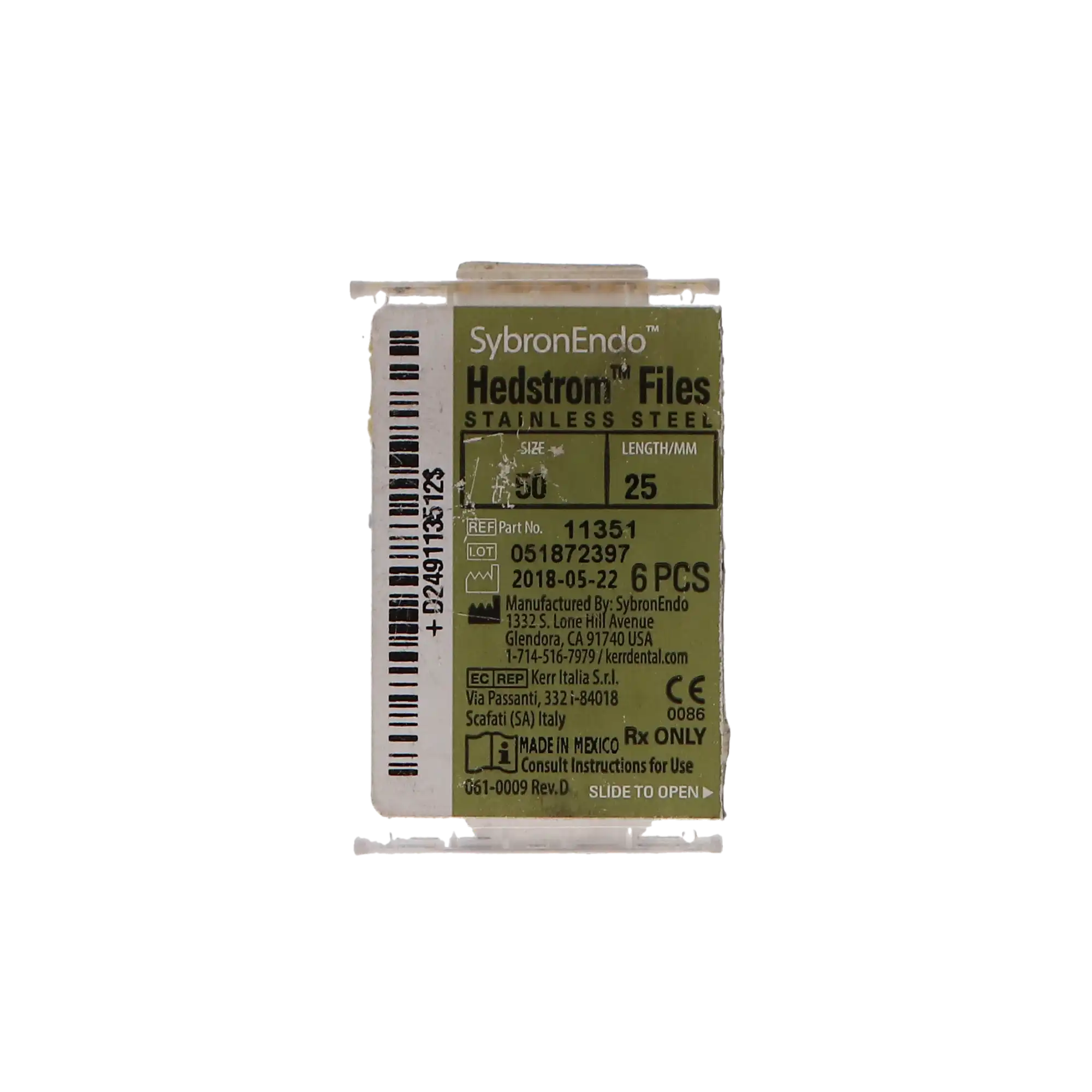 Sybron Endo Hedstrom Files, Stainless Steel, 25 mm, Size #50, Yellow, 6/Pk, 11351 thumbnail 6