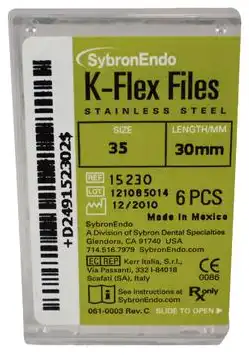 Kerr K-Flex Stainless Steel Hand Files, 30 mm, #35, Green, 6/Pk, 15230 thumbnail 3