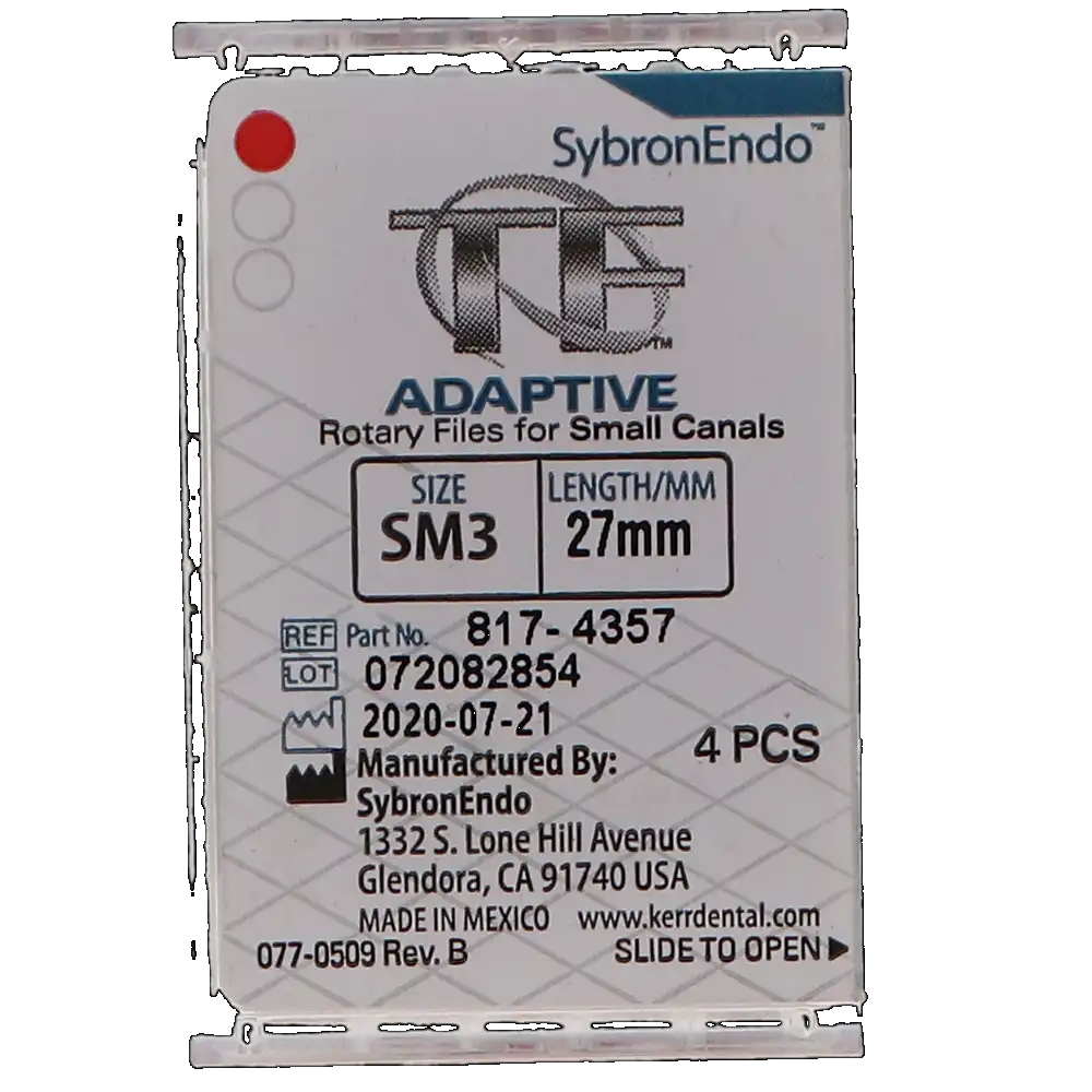 TF Adaptive Nickel-Titanium Rotary Files, SM3, 27 mm, Red, 4/Pk, 817-4357 thumbnail 12