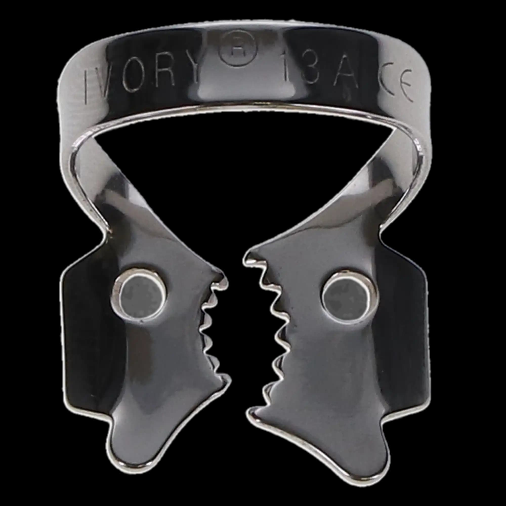 Ivory Stainless Steel Rubber Dam Clamp #13A, Winged, Serrated Jaws, Lower Left Molars, 50057352, 1/Pk thumbnail 6