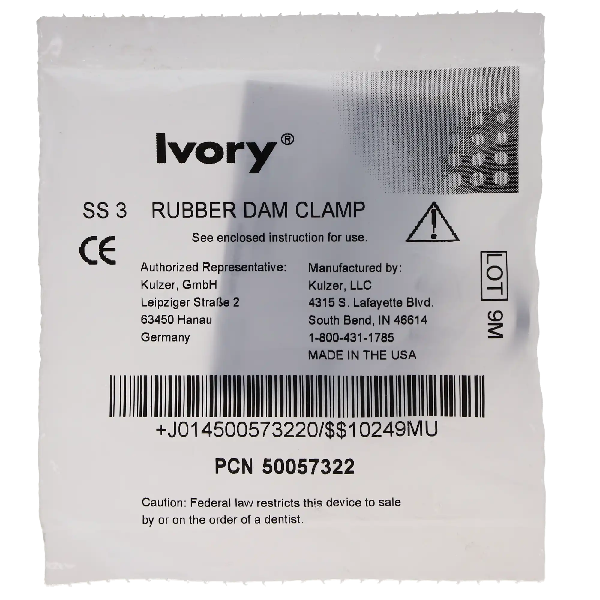 Ivory Rubber Dam Clamp #3, Winged, Small Lower Molar, Stainless Steel, 50057322 thumbnail 7