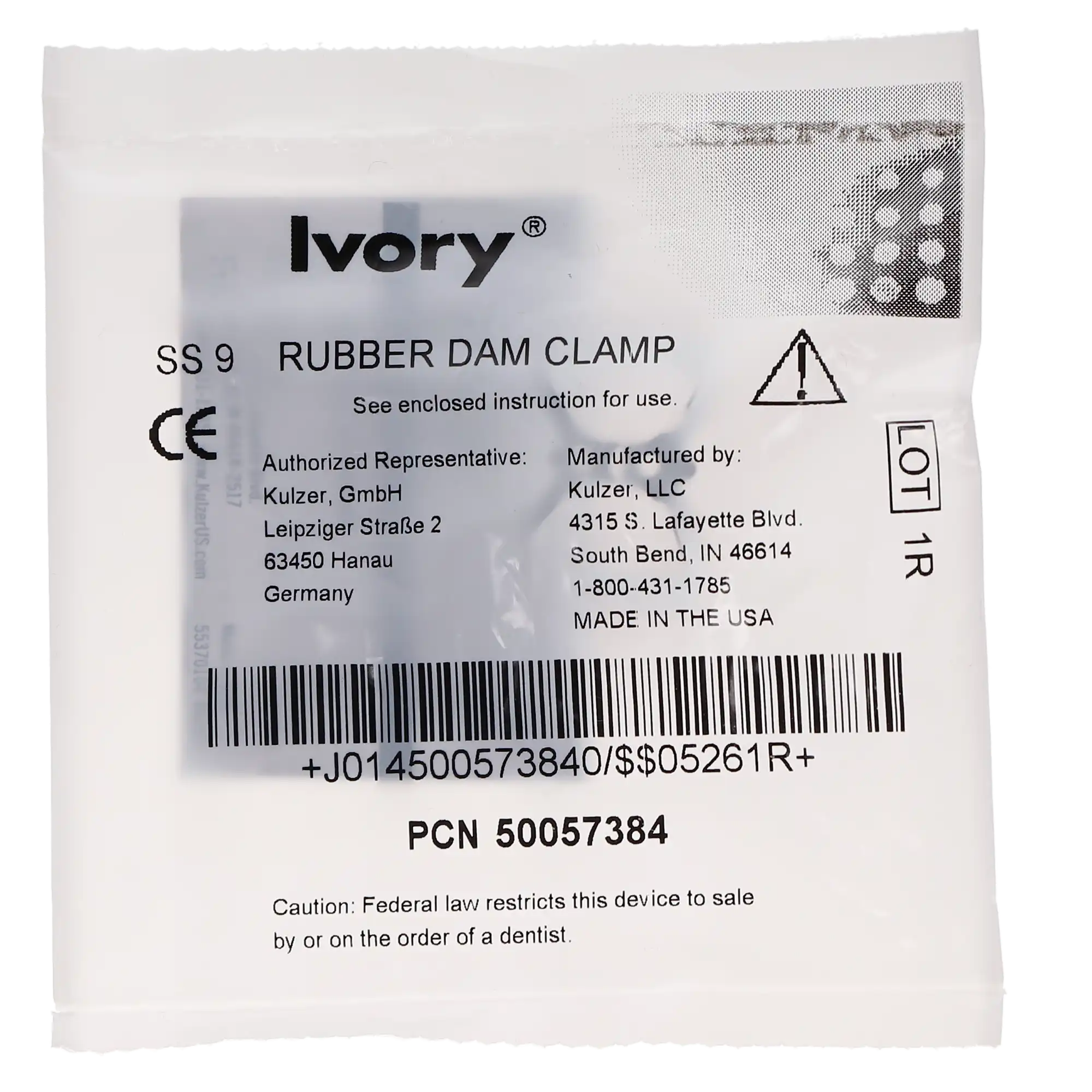 Ivory Rubber Dam Clamp #9, Winged Labial, Stainless Steel, Single Clamp, 50057384 thumbnail 5