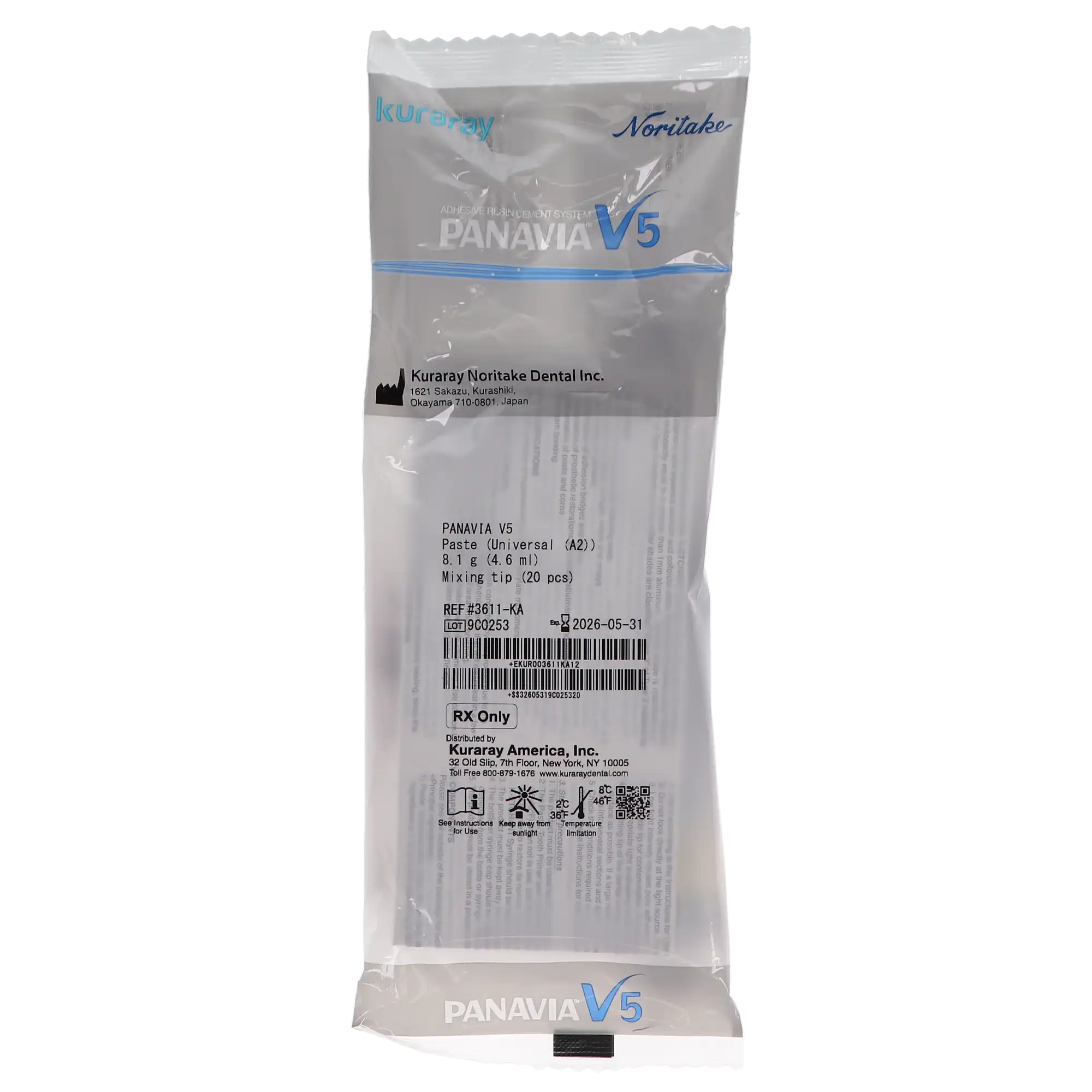 Panavia V5 Dual-Cure Universal Resin Cement Paste, Universal A2, 4.6 mL Syringe with 20 Mixing Tips, 3611KA thumbnail 10