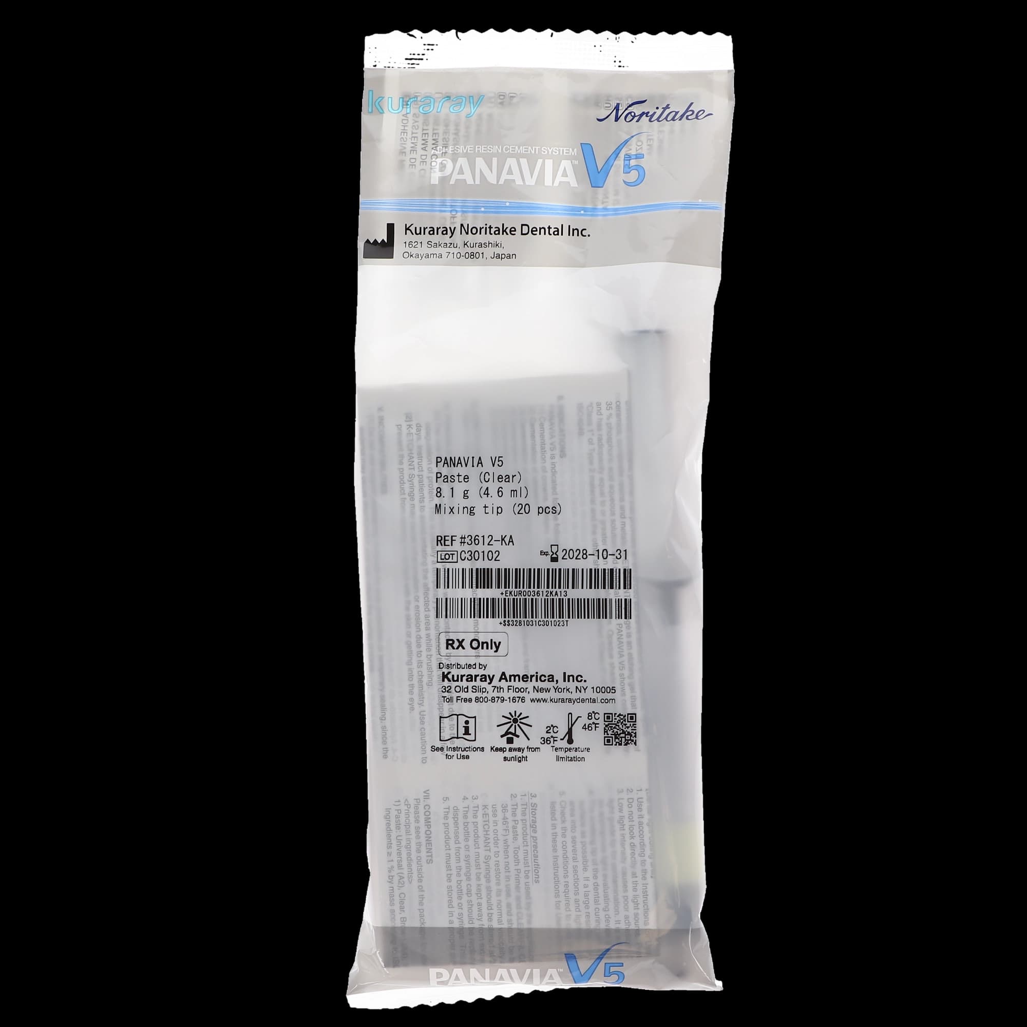 Panavia V5 Dual-Cure Universal Resin Cement Paste, Clear, 4.6 mL Syringe with 20 Mixing Tips, 3612KA thumbnail 10