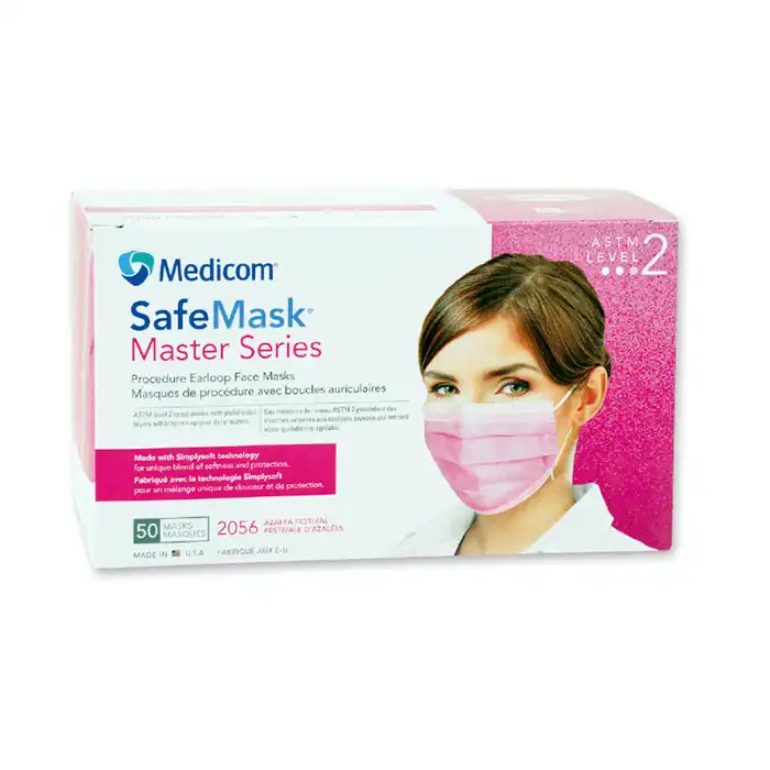 SafeMask Master Series Procedure Earloop Mask, ASTM Level 2, Azalea Festival (Bright Fuchsia), 50/Box, 2056 thumbnail 11
