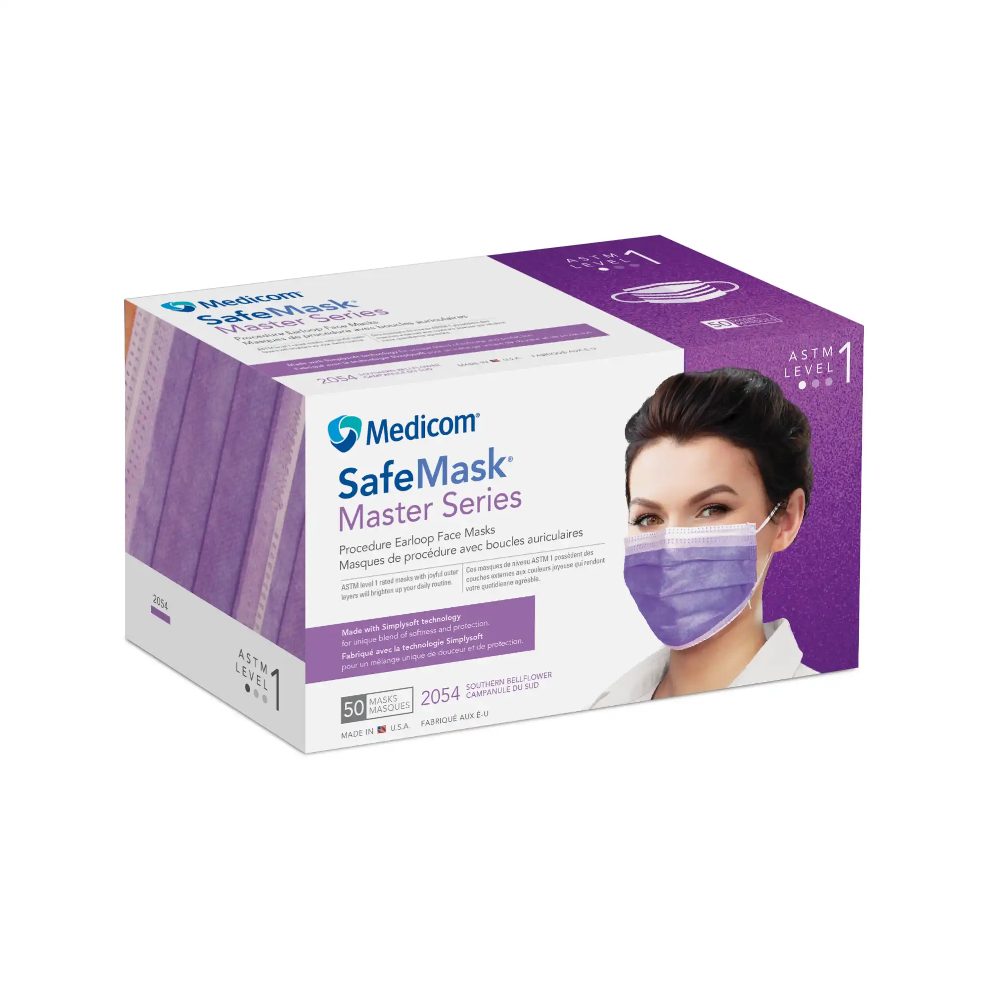 SafeMask Master Series Procedure Earloop Mask, ASTM Level 1, Southern Bellflower, 50/Box, 2054 thumbnail 11
