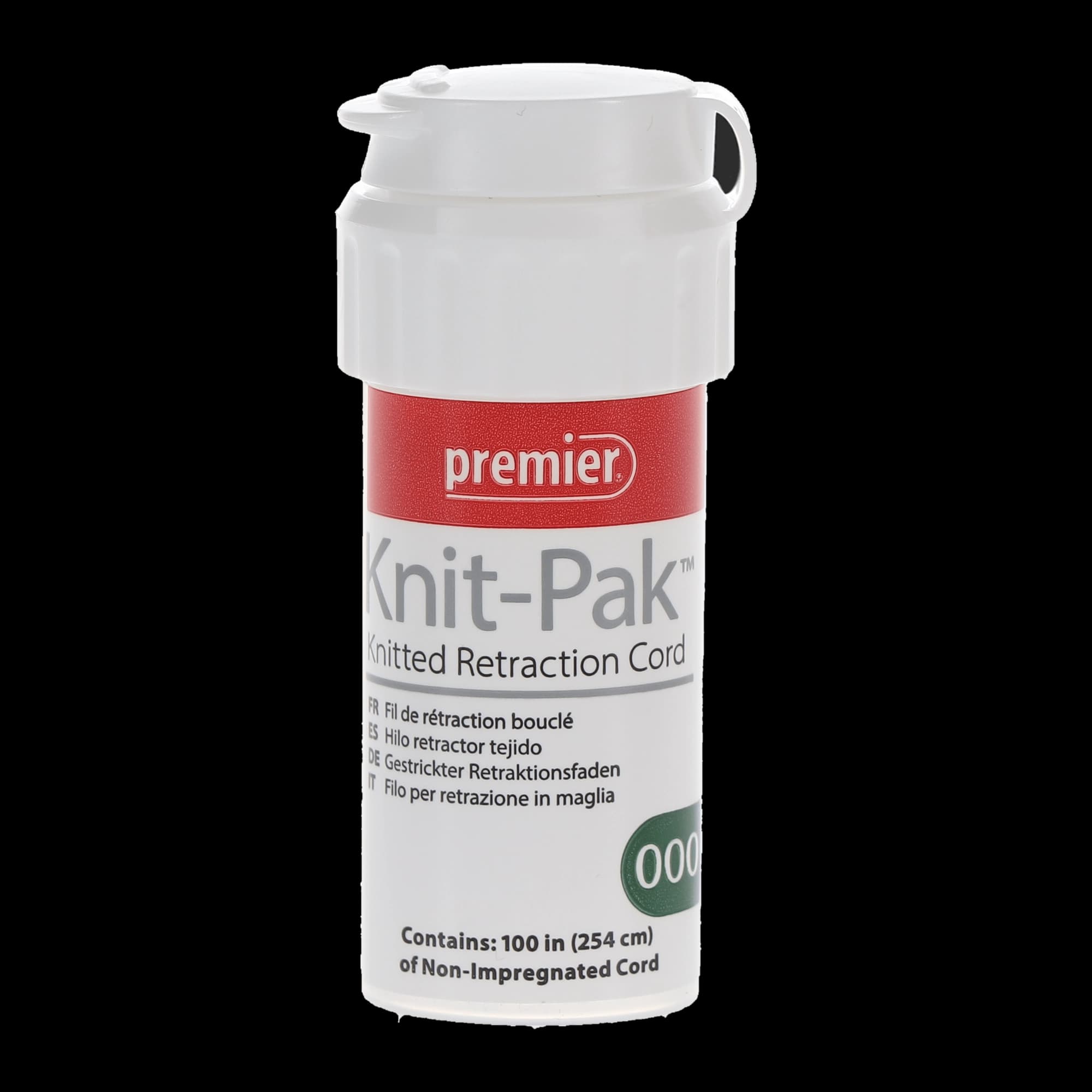 Knit-Pak Knitted Plain Gingival Retraction Cord, Non-Impregnated, Size 000, Green, 100", 1/Pk, 9007551 thumbnail 2