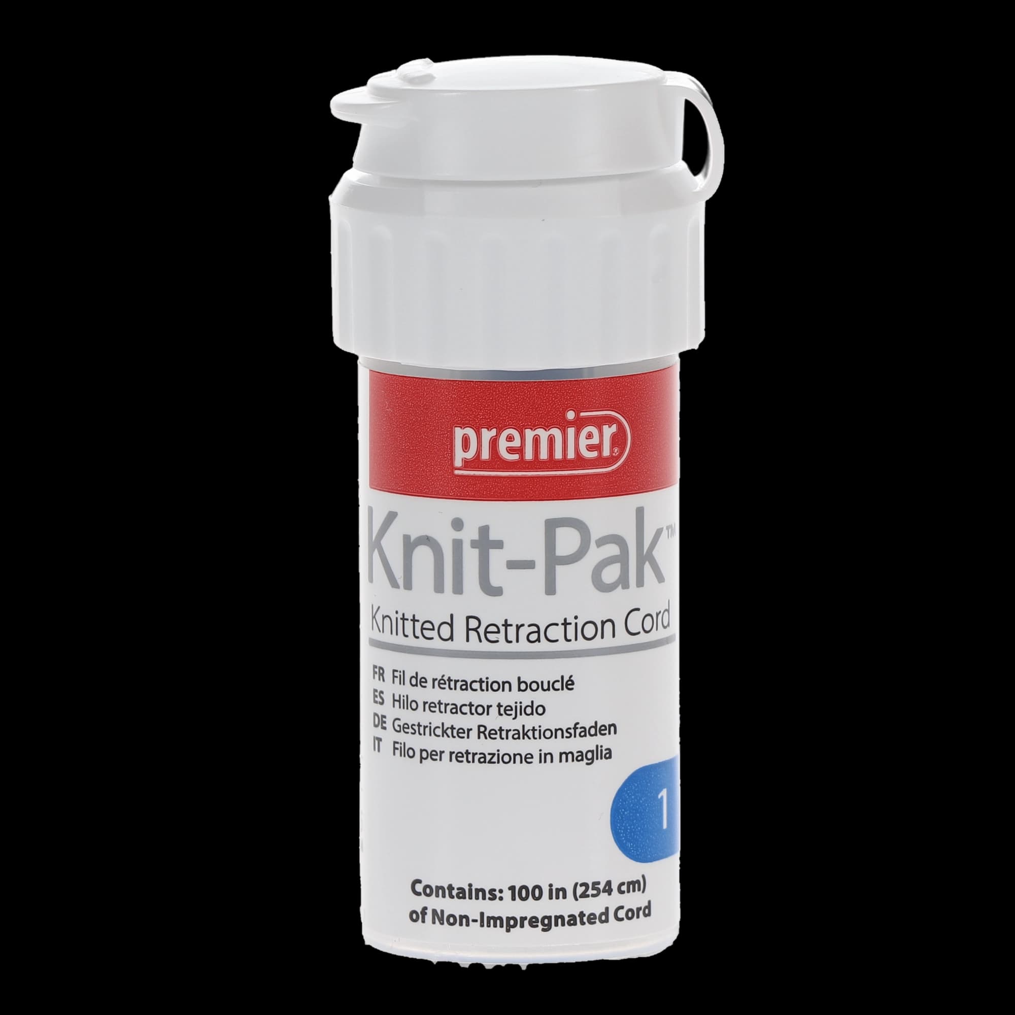 Knit-Pak Knitted Gingival Retraction Cord, Plain, Non-Impregnated, Size #1, Blue, 100", 1/Pk, 9007554 thumbnail 2