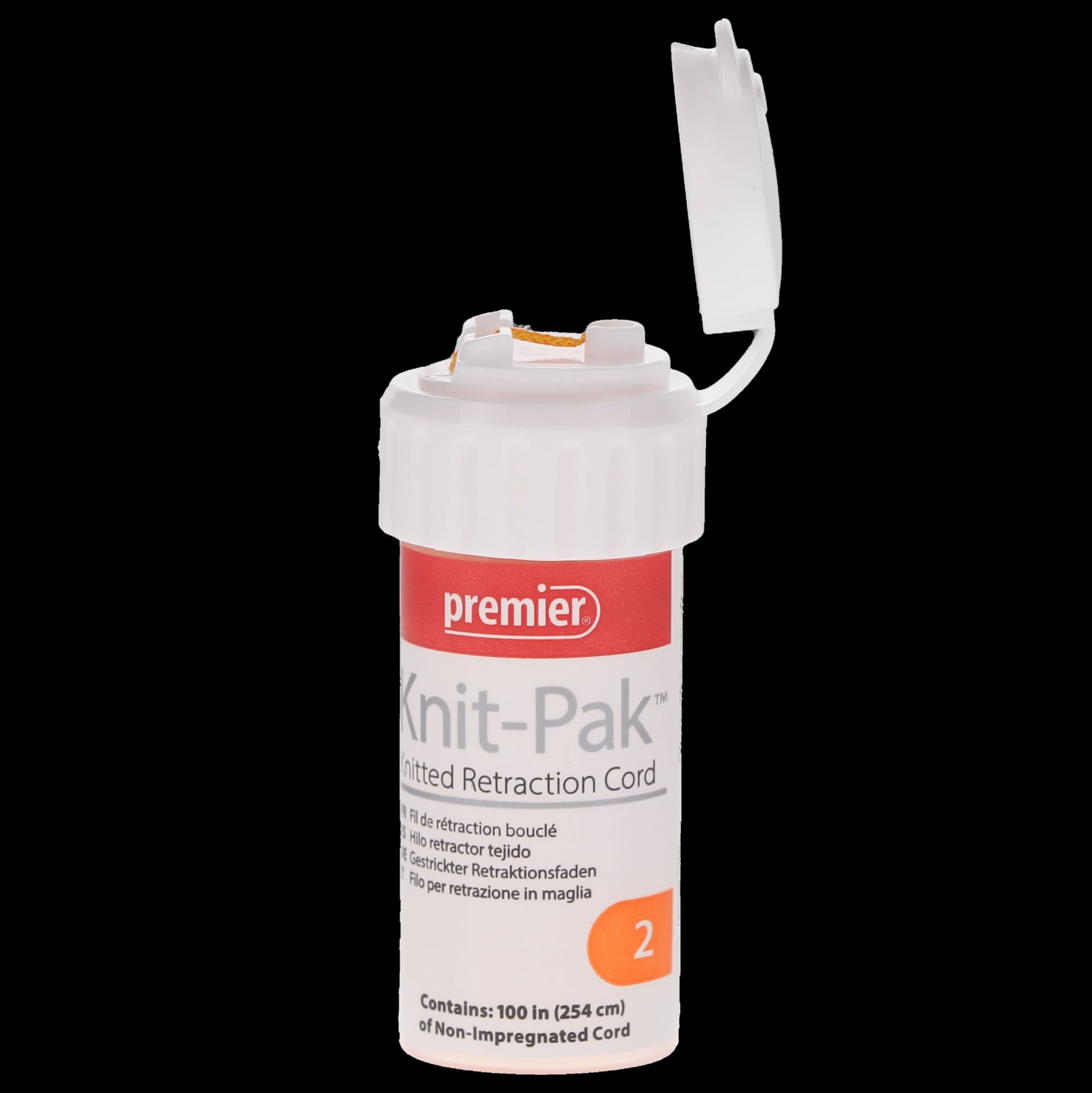Knit-Pak Knitted Gingival Retraction Cord, Non-Impregnated, Plain, Size #2, Orange, 100" (254 cm), 9007555 thumbnail 3