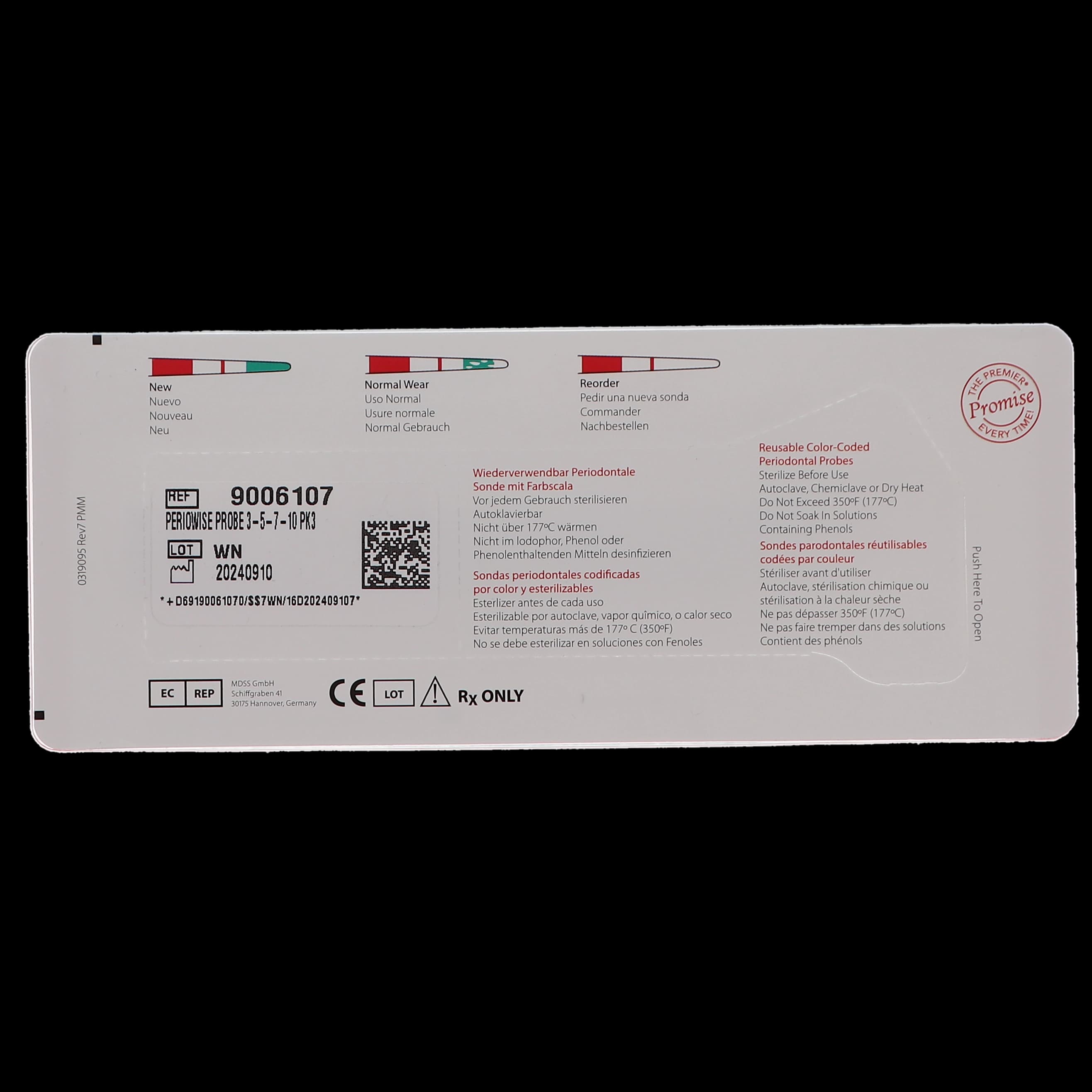 PerioWise Periodontal Probes, 3-5-7-10 mm, Single End, Color-Coded, 3/Pk, 9006107 thumbnail 5