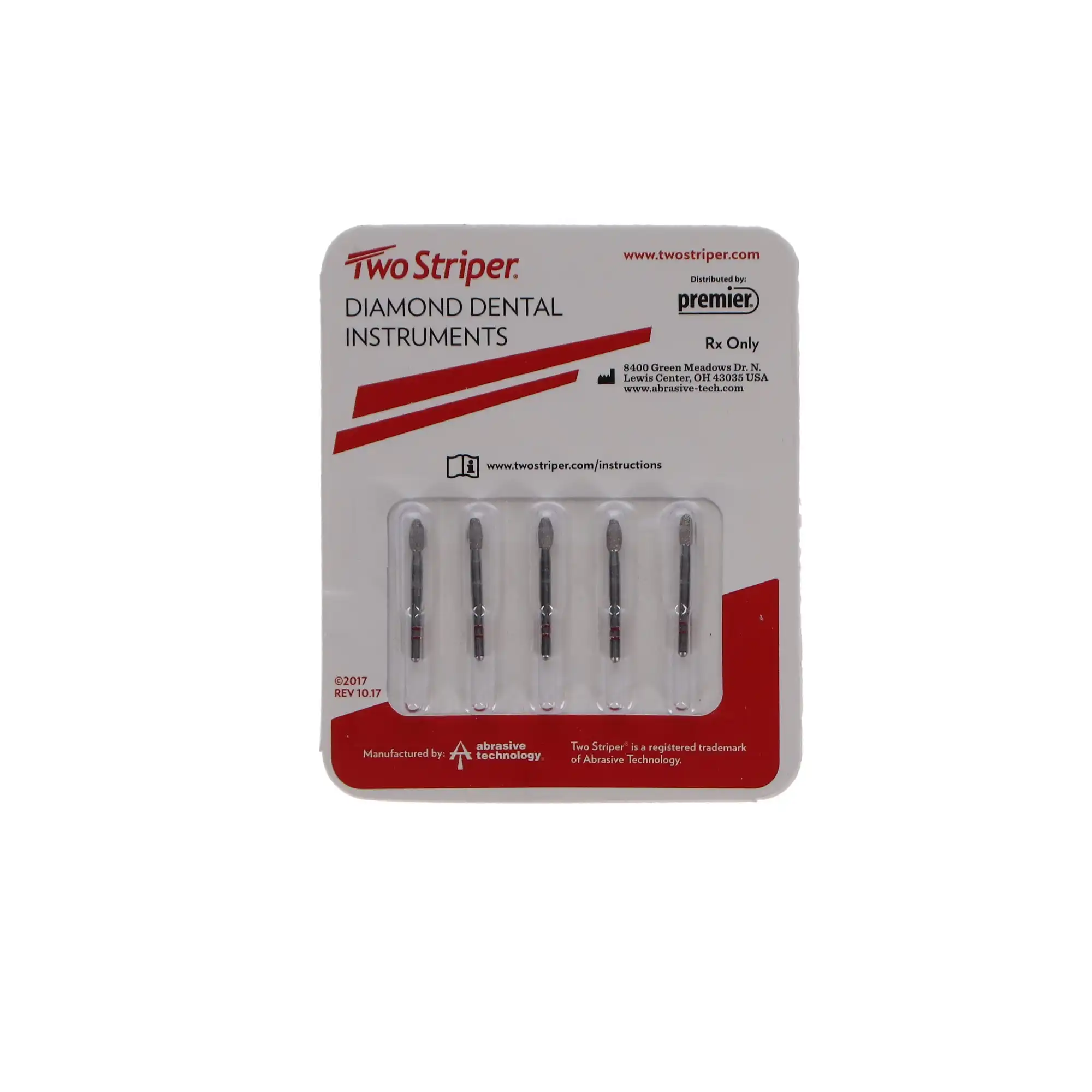 Two Striper Diamond Bur, FG, KS System Egg, #287.4, Fine, Red, 2.3 mm, 5/Pk, 2015982 thumbnail 5
