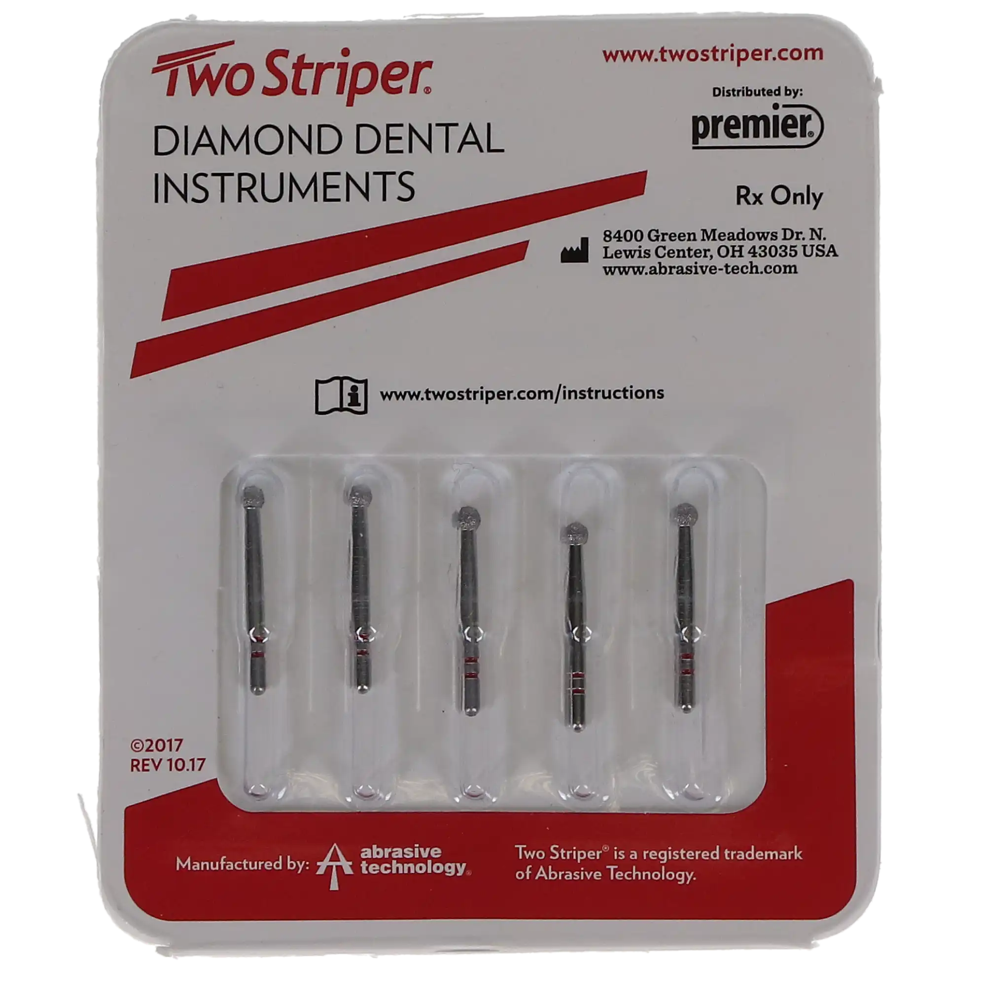 Two Striper Diamond Bur, FG, Round, #130, Fine, Red, 2.3 mm, 5/Pk, 2015018 thumbnail 5