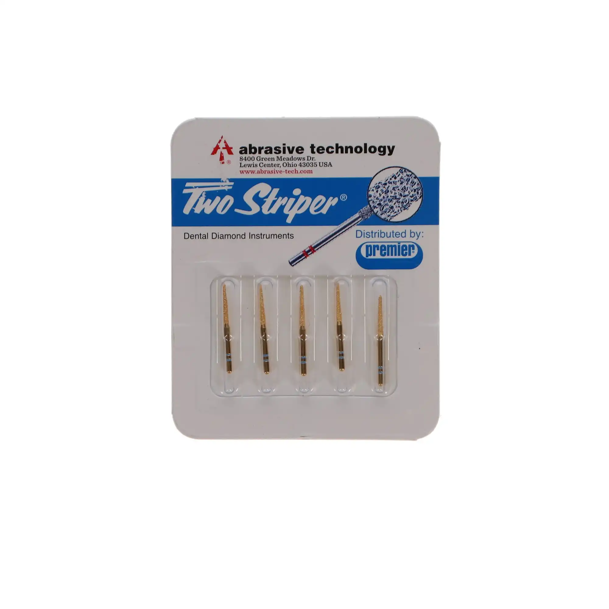 Two Striper Gold-Plated Diamond Bur, FG, Curettage, 252.SC, 1.8 mm Major/0.4 mm Minor Diameter, 10 mm Length, Medium Grit, Blue, 5/Pk, 2015607 thumbnail 5