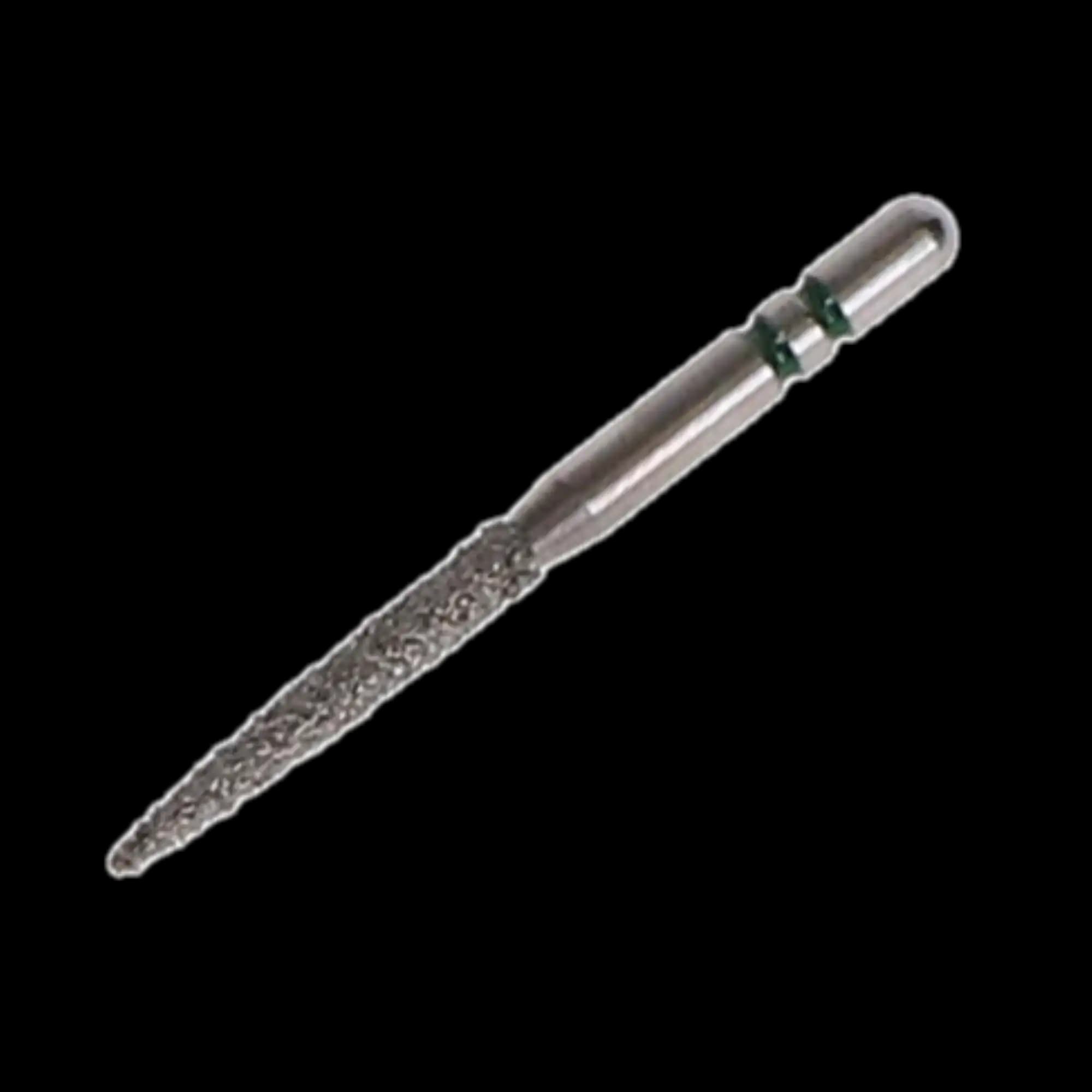Two Striper Diamond Burs, FG, Flame, 260.10C, 1.4 mm Major/0.5 mm Minor Diameter, 10 mm Length, Coarse, Green, 5/Pk, 2015125 thumbnail 4