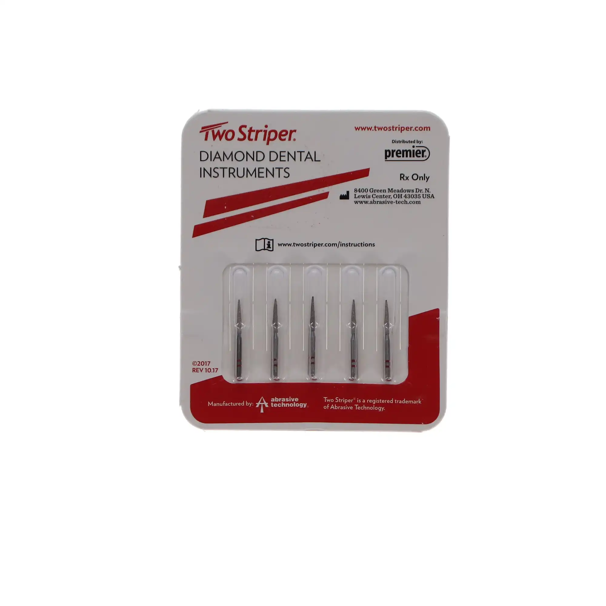 Two Striper Diamond Burs, FG, Flame, 260.8F, 1.4 mm Major Diameter, Fine, Red, 5/Pk, 2015153 thumbnail 5