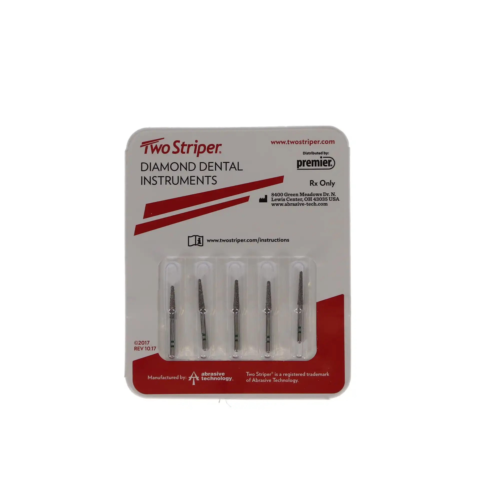 Two Striper Diamond Bur, FG, Round-End Taper, #767.9C, 1.8 mm Major/0.9 mm Minor Diameter, 9 mm Length, Coarse, Green, 5/Pk, 2015455 thumbnail 5