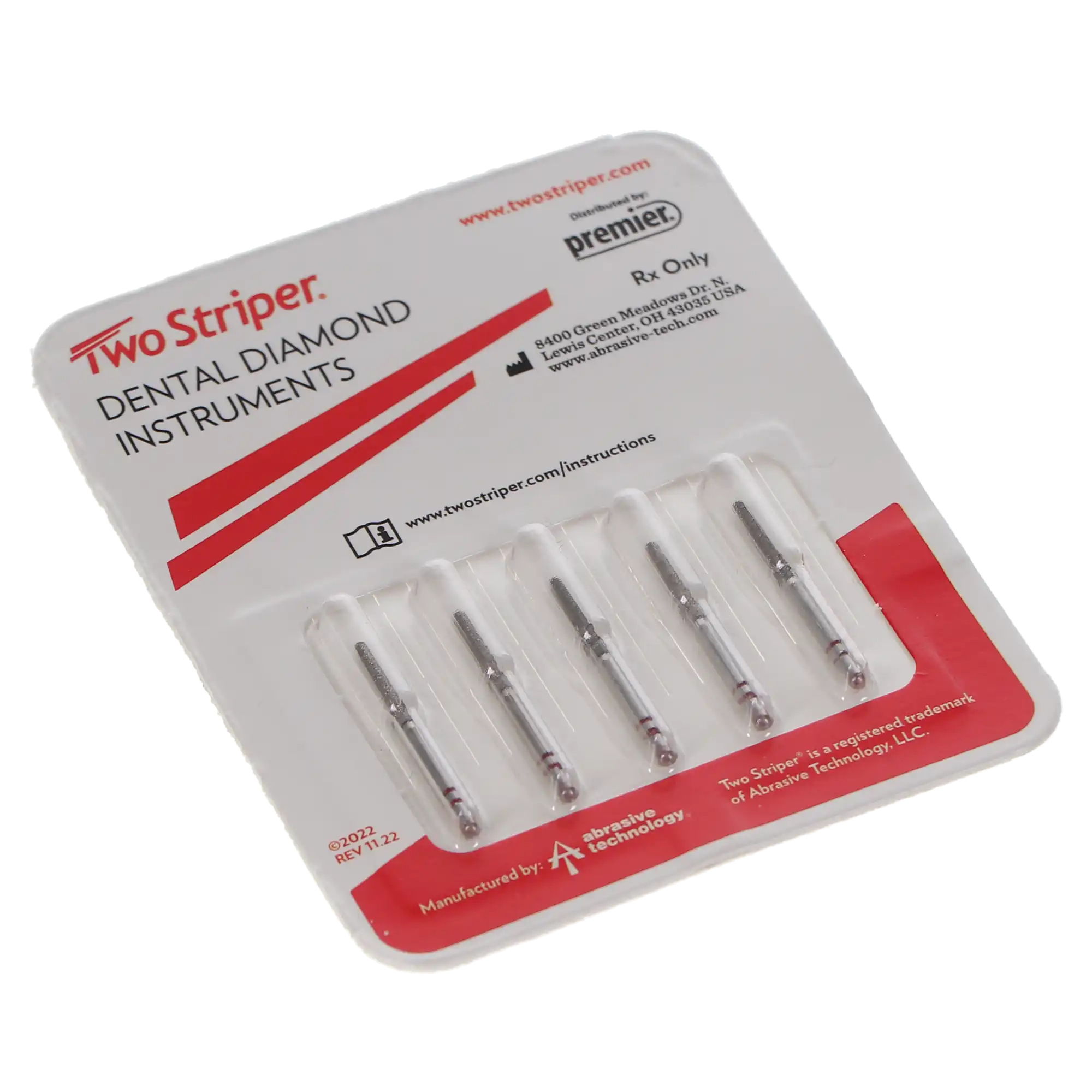 Two Striper Diamond Bur, FG, Round-End Taper, #782.10F, Fine, Red, 1.6 mm Major/1.1 mm Minor Diameter, 5/Pk, 2015435 thumbnail 5
