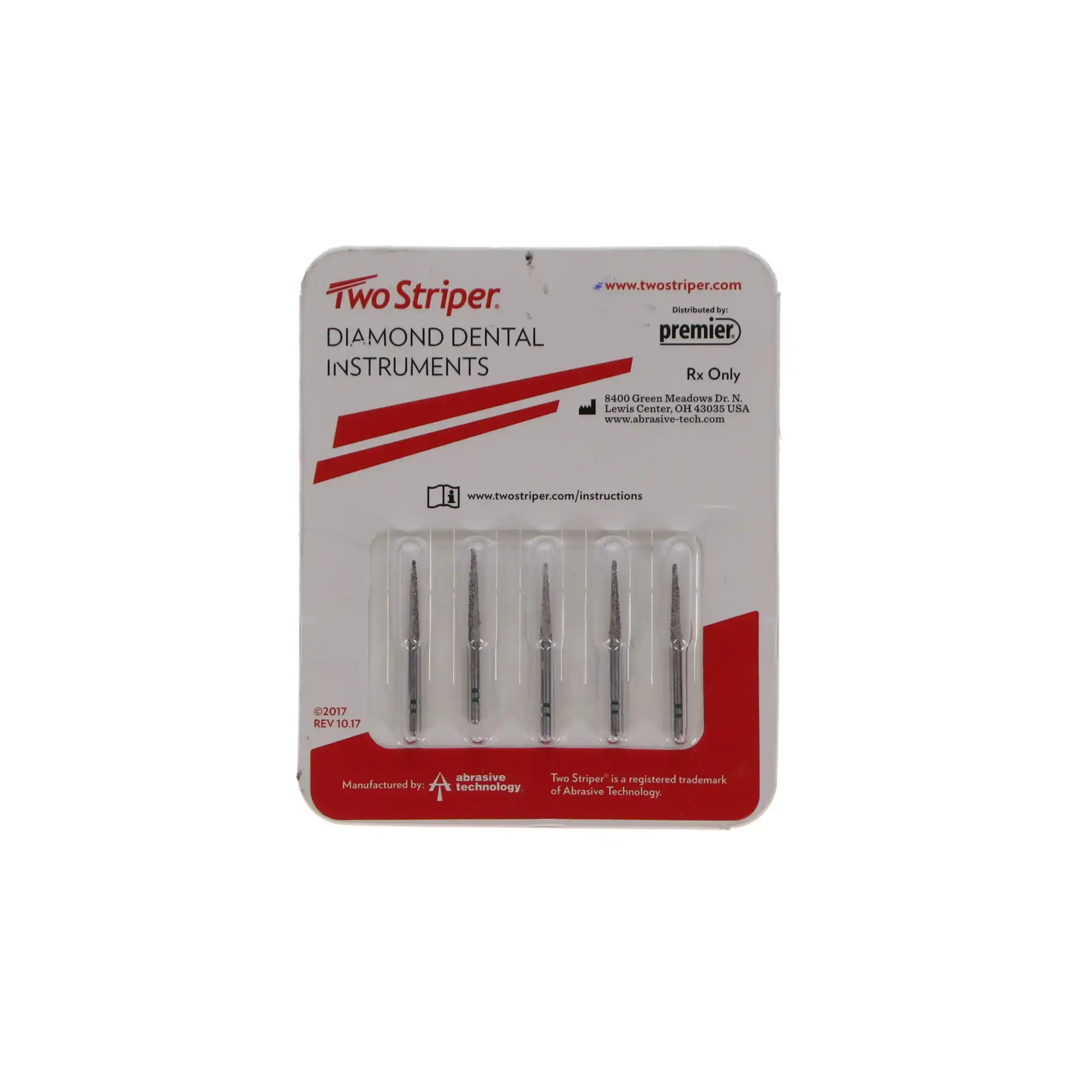 Two Striper Diamond Bur, FG, Flat-End Taper, #798.10C, 1.5 mm Major/0.5 mm Minor Diameter, 10 mm Length, Coarse, Green, 5/Pk, 2015442 thumbnail 4