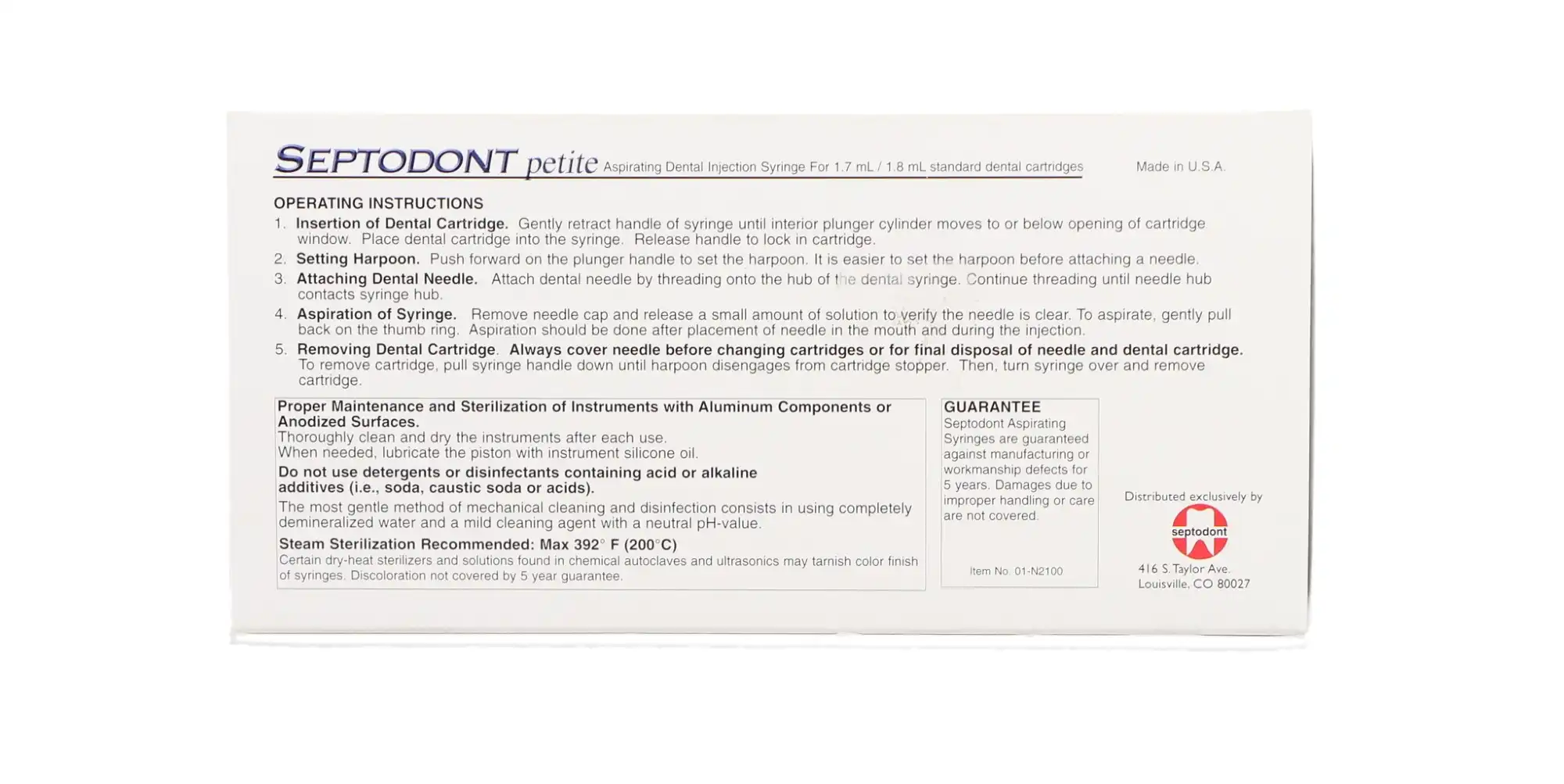 Septodont Petite Aspirating Syringe, Blue, 1.7/1.8 mL Cartridge, 1/Pk, 01-N2100 thumbnail 10