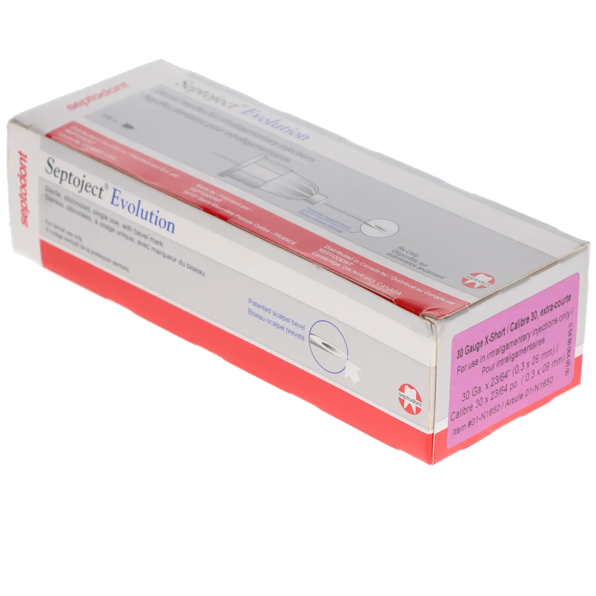 Septoject Evolution Dental Infiltration Needles, 30 Gauge, Extra Short, 9 mm, Purple, Plastic Hub, 100/Box, 01N1650 thumbnail 3