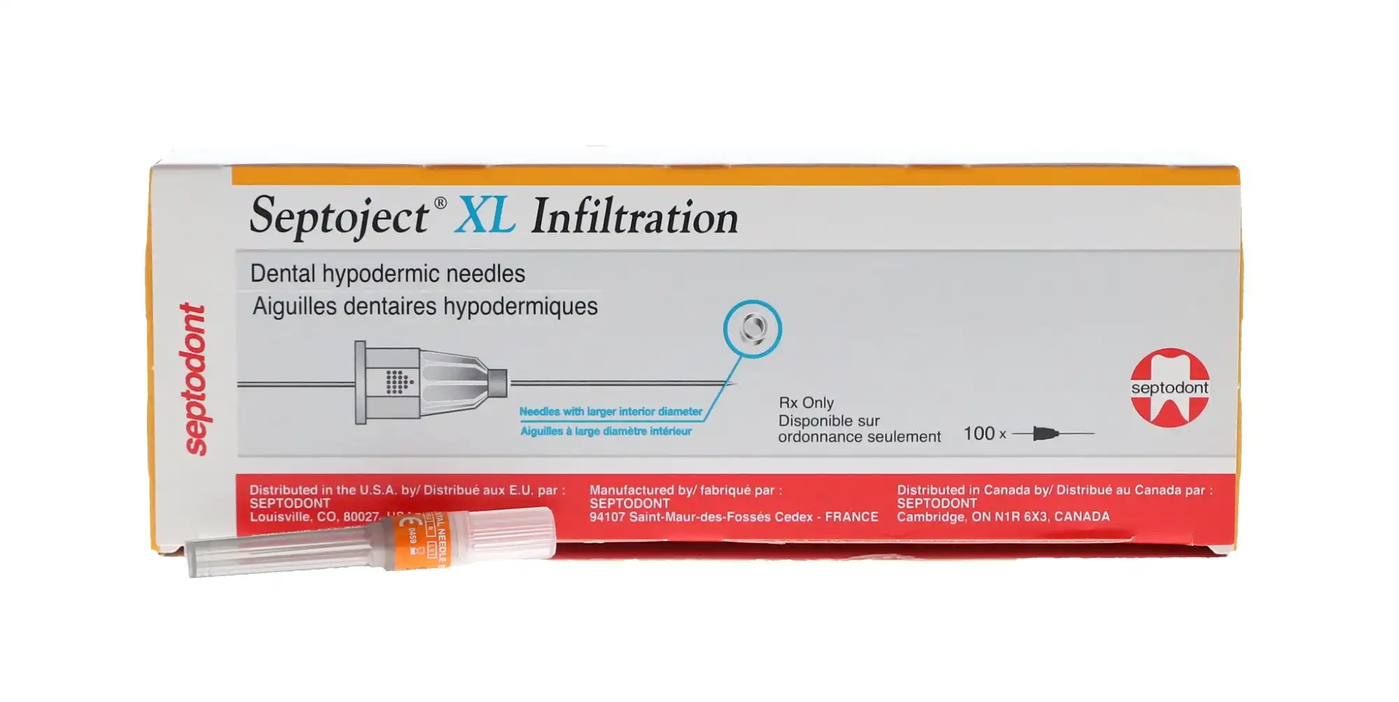 Septoject XL Infiltration Dental Needles, 27 Gauge, Short (25mm), Sterile, Disposable, 100/Box, 01-N1500 thumbnail 10