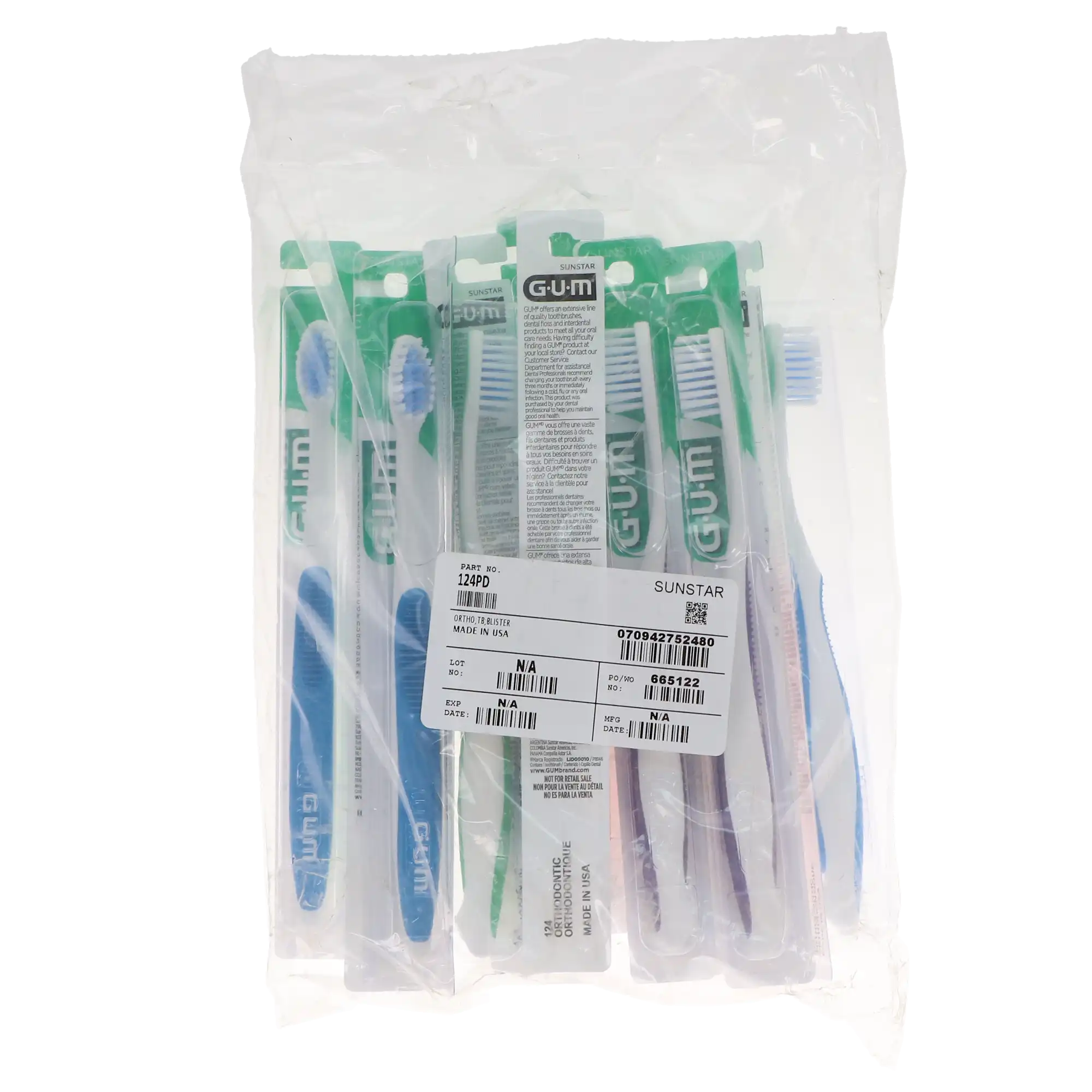 GUM Orthodontic Toothbrush, Soft Nylon, 4-Row V-Trim, 12/Box, 124PD thumbnail 10