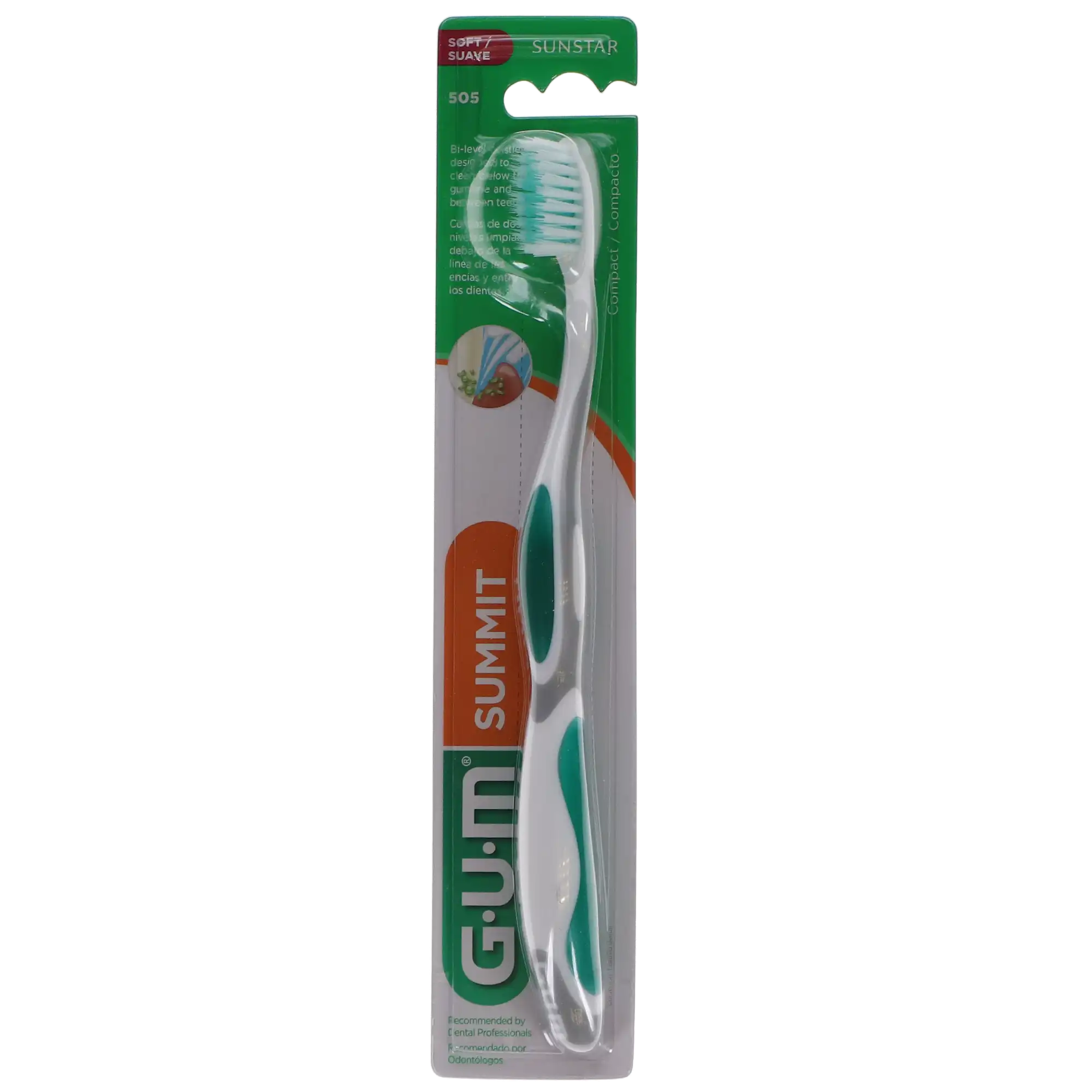 GUM Summit+ Compact Soft Toothbrush, Adult, Assorted Colors, 12/Box, 505P thumbnail 9