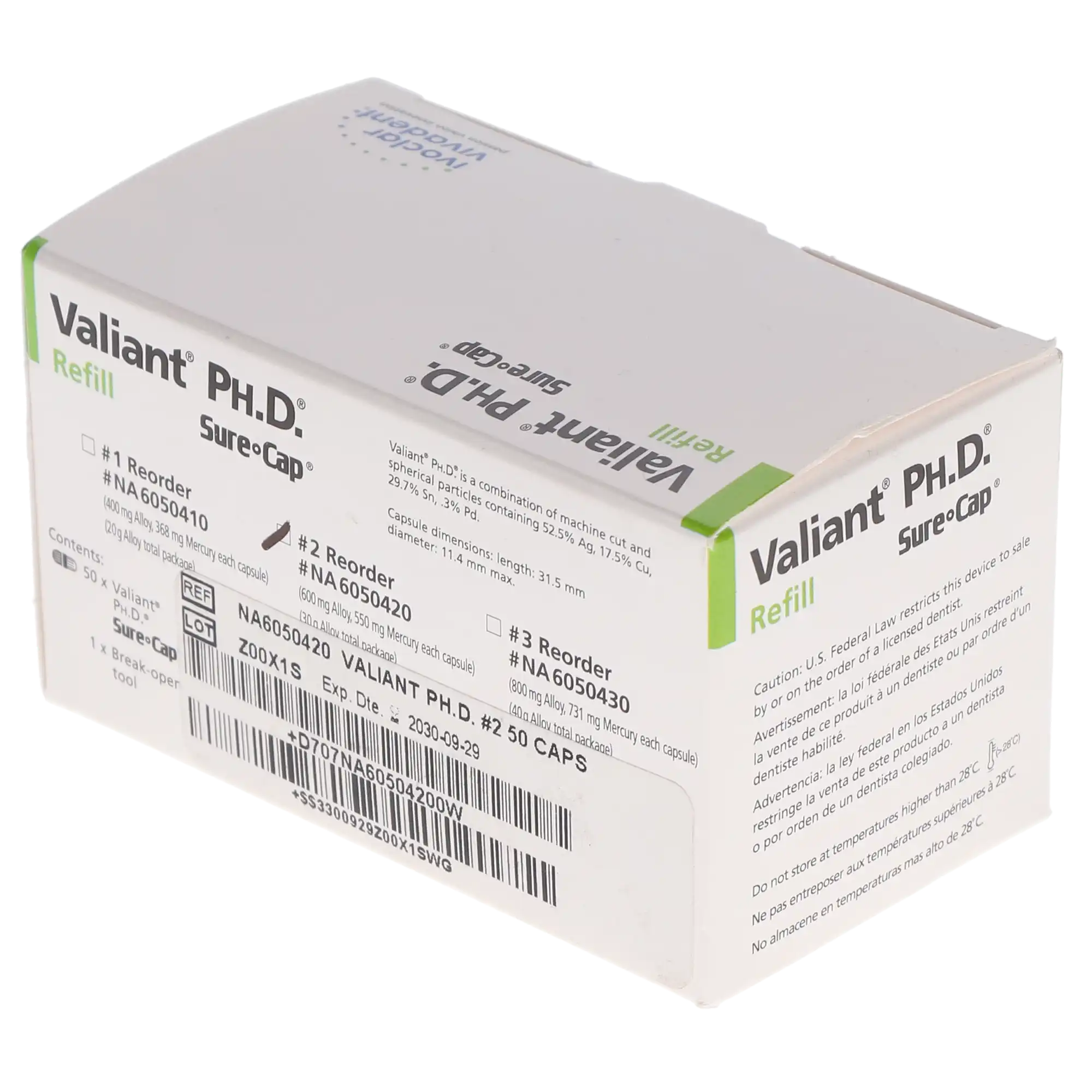 Valiant® Ph.D.® Sure Cap® Amalgam Alloy Capsules, 2 Spill, Regular Set, Blue, 600 mg, 50/Box, NA6050420 thumbnail 5