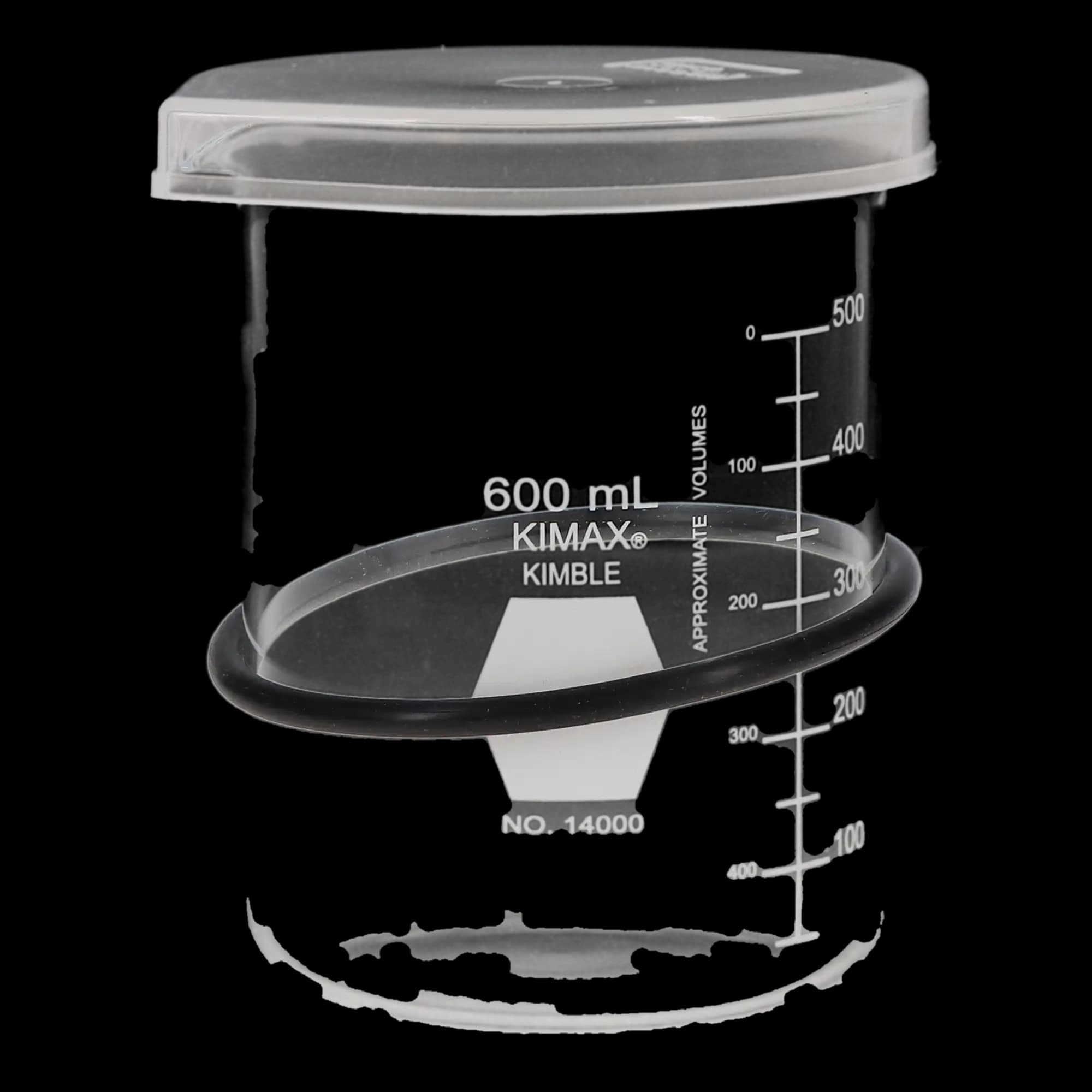 BioSonic Borosilicate Ultrasonic Cleaner Beaker, 600 ml, with Cover and Positioning Ring, UC-53 - BioSonic 600 ml Beaker, Cover and Positioning Ring - Image 1