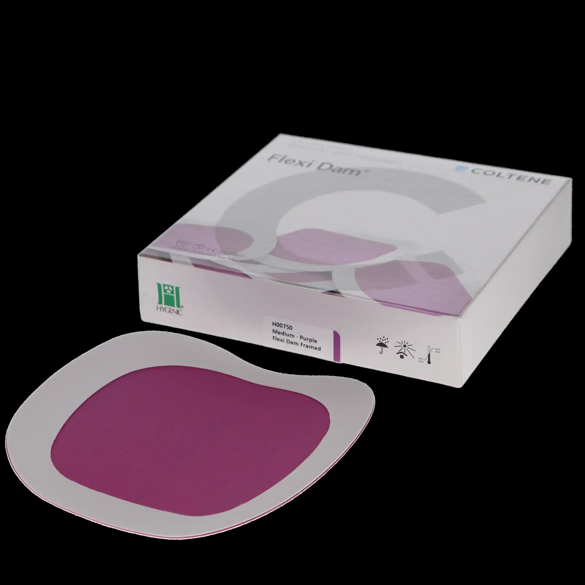 Hygenic Framed Non-Latex Flexi Dam, Medium, Purple, 3.91" x 4.12" (100 x 105 mm), 20/Box, H00750 thumbnail 4