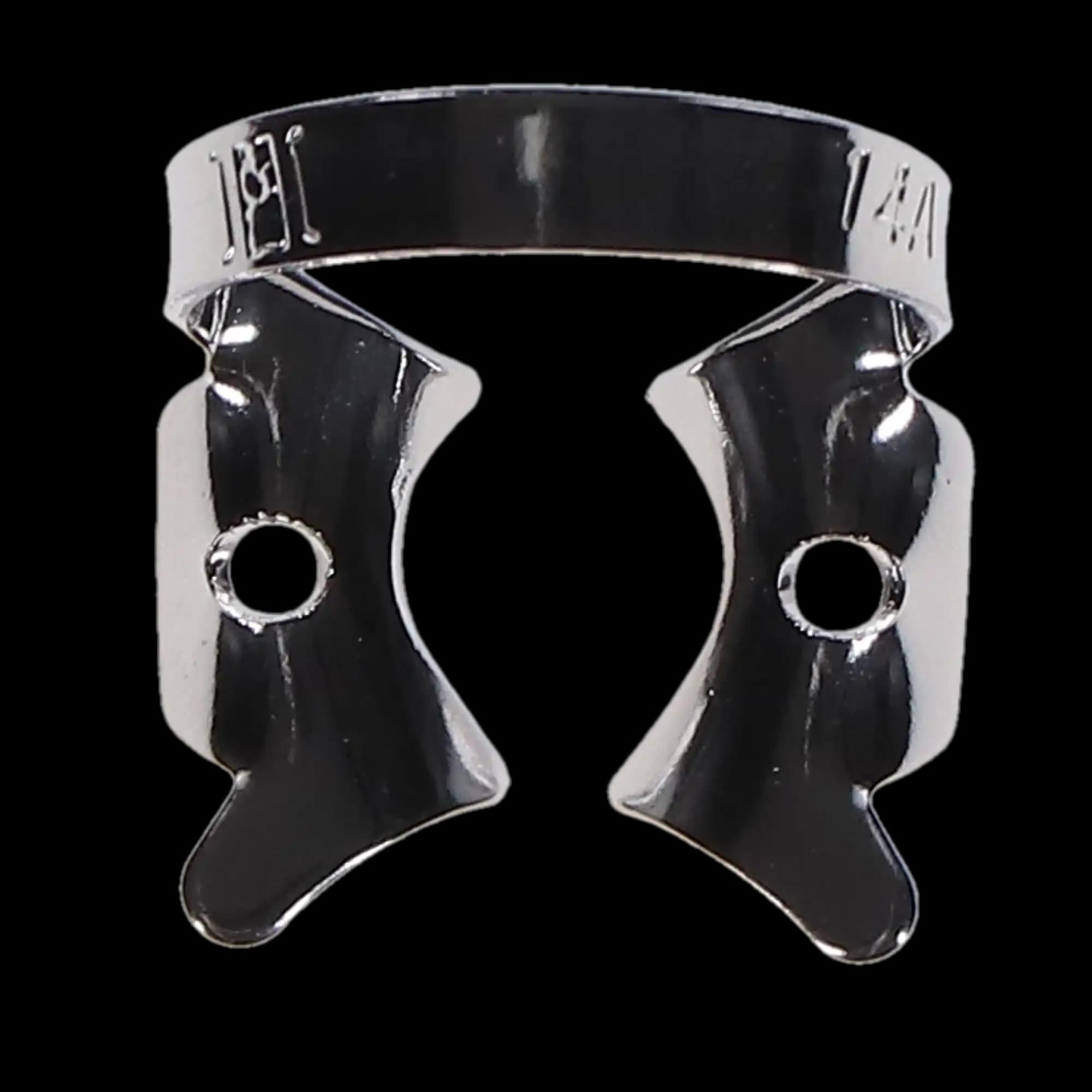 Hygenic HySolate Rubber Dam Clamp, #14A, Winged, Gloss Finish, Downward Sloped Jaws for Large Partially Erupted Molars, H02757, 1/Pk thumbnail 6