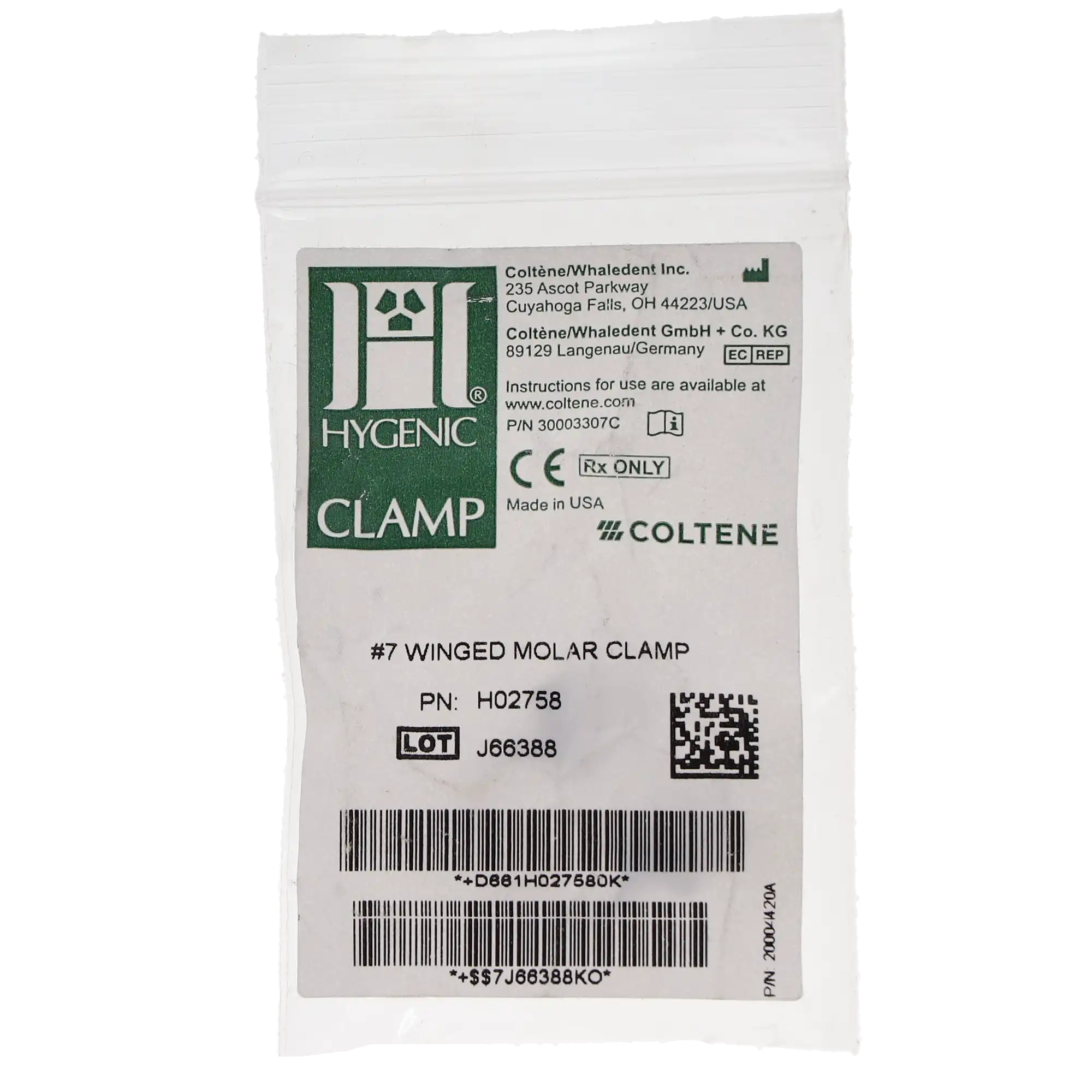 Hygenic HySolate Gloss Finish Winged Rubber Dam Clamp #7, Flat Jawed, General Purpose, Lower Molar, H02758, 1/Pk thumbnail 7