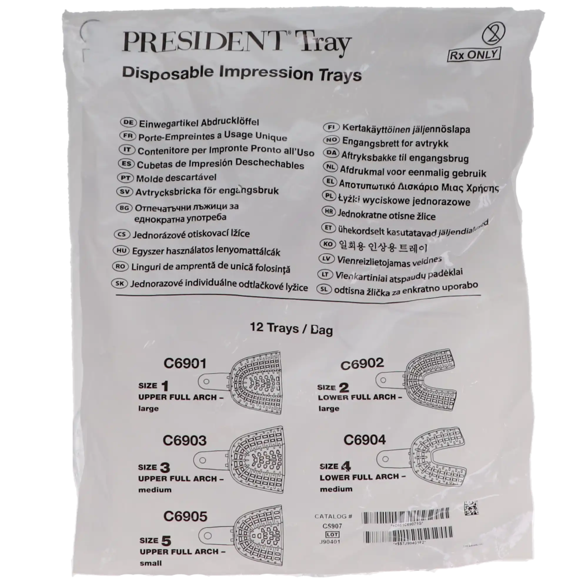 President Disposable Perforated Impression Tray, #7 Upper Left/Lower Right Quadrant, Clear, 12/Pk, C6907 thumbnail 8