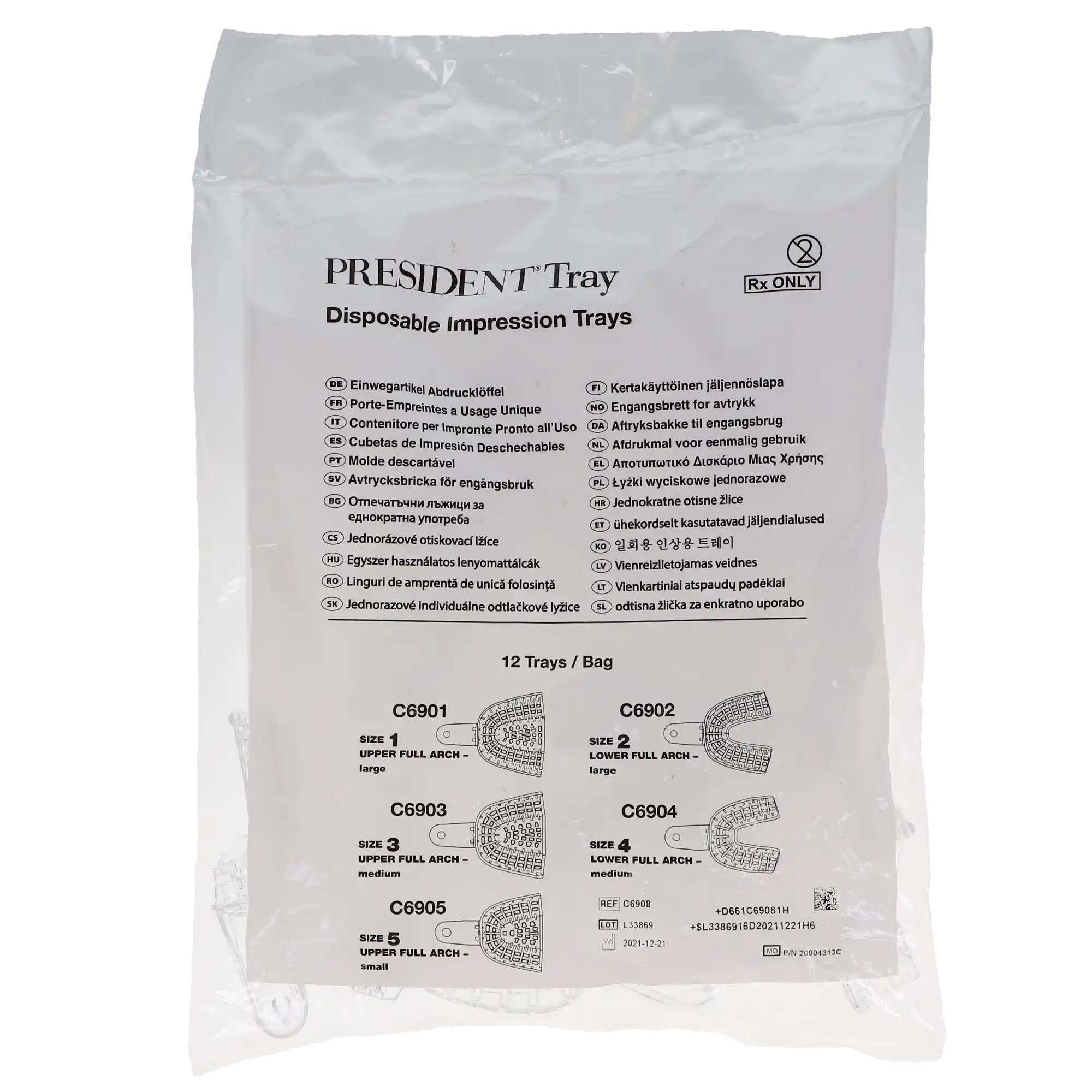 President Disposable Perforated Impression Tray, #8, Upper Right/Lower Left Quadrant, Clear, 12/Pk, C6908 thumbnail 8