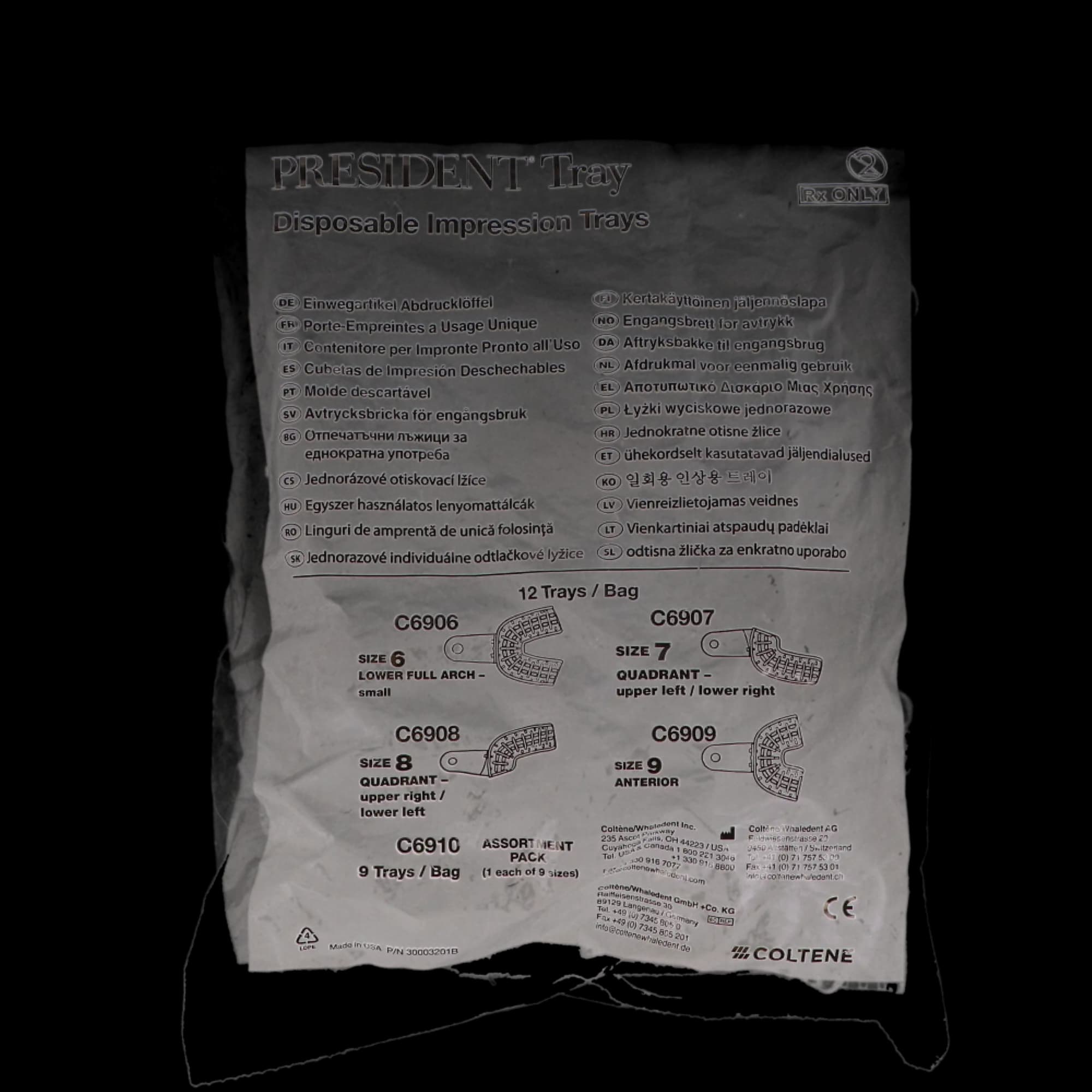President Disposable Impression Trays, #9 Anterior Universal, Clear, Perforated, 12/Pk, C6909 thumbnail 8