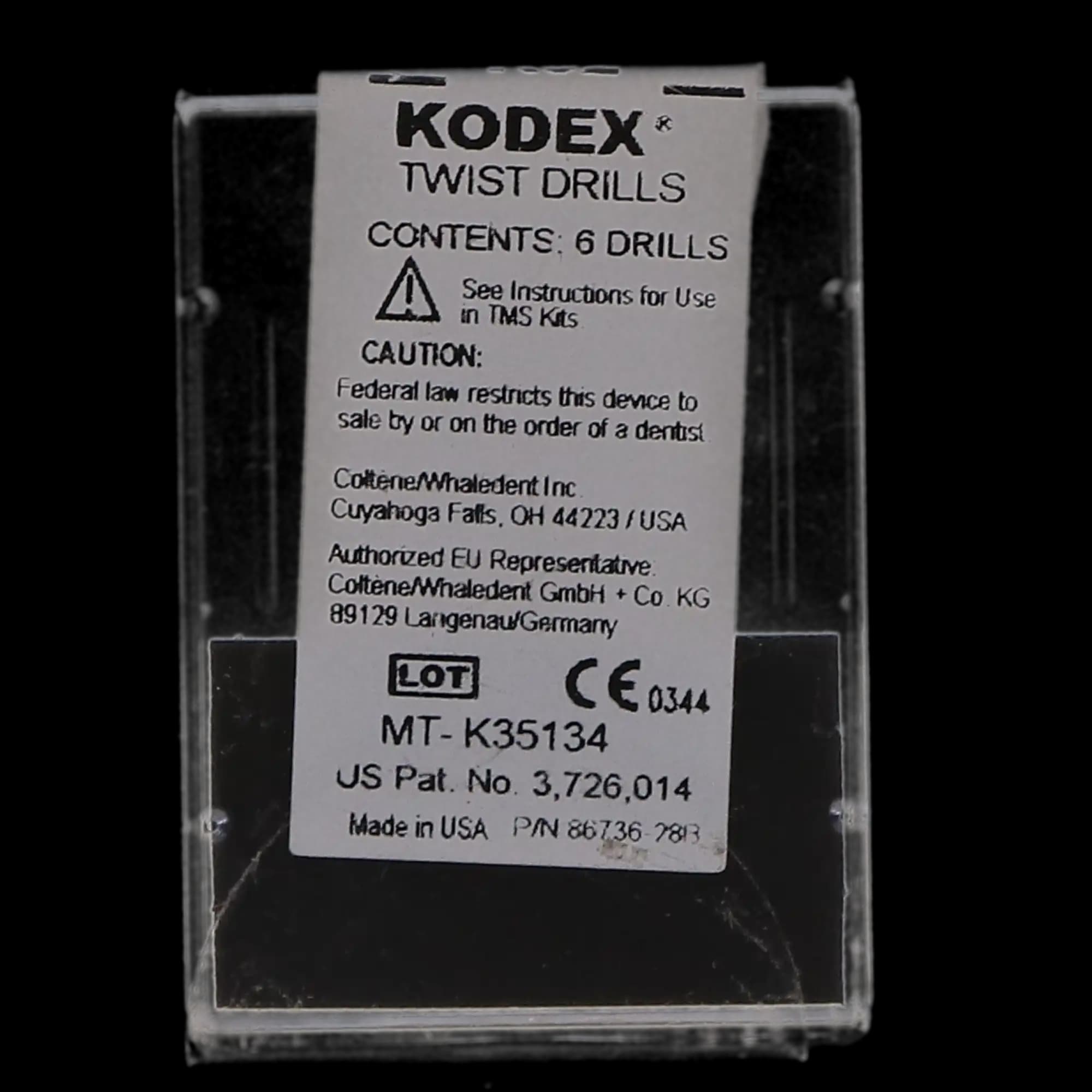 Coltene TMS Kodex Drill K92, Minim Silver, Depth-Limiting, 0.021" x 0.079" (0.525 mm x 2 mm), 6/Pk thumbnail 7