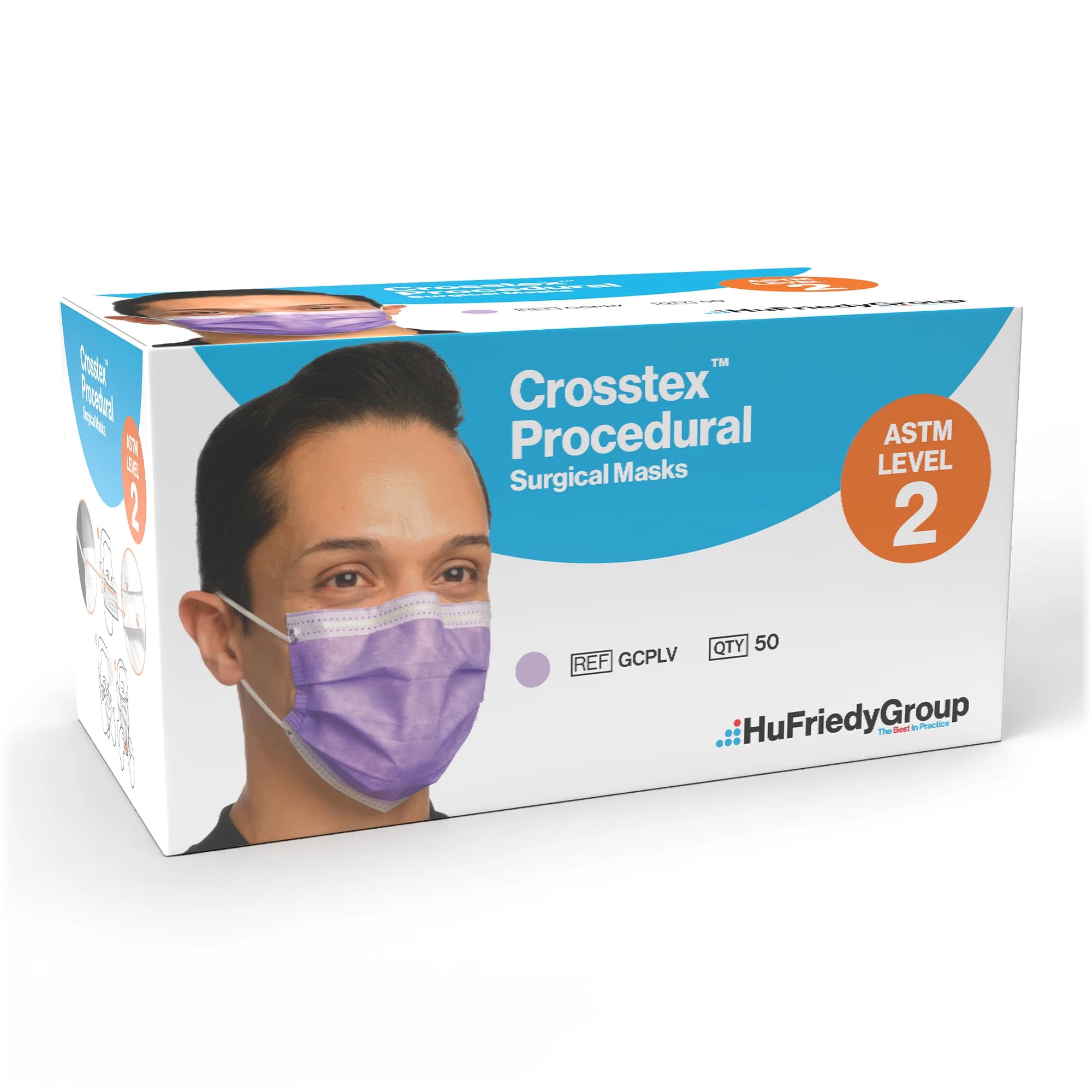 Crosstex Procedural Earloop Face Mask, ASTM Level 2, Lavender, Latex Free, 50/Box, GCPLV thumbnail 13