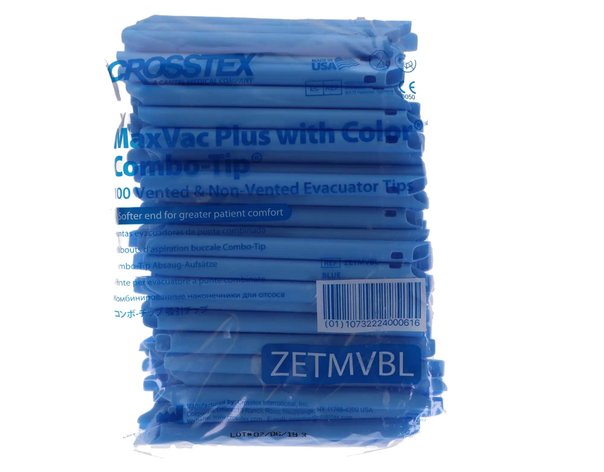 MaxVac Plus Combo Tip HVE Evacuator Tips, Vented/Non-Vented, Blue, 100/Pk, ZETMVBL thumbnail 5