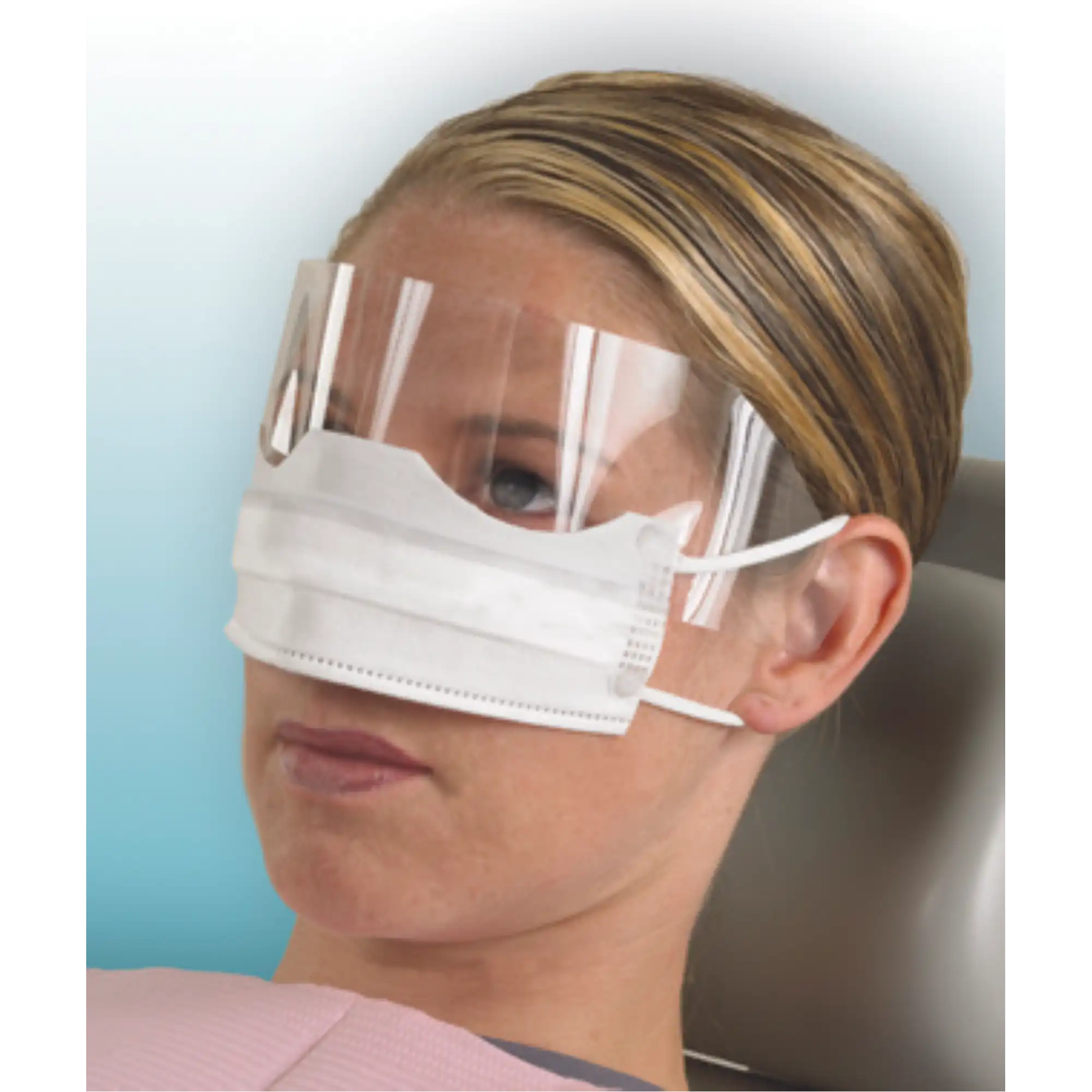Crosstex Patient Safety Mask with Clear Shield, White, Fluid Resistant, Latex-Free, One Size Fits Most, 25/Box, GCPAT thumbnail 2
