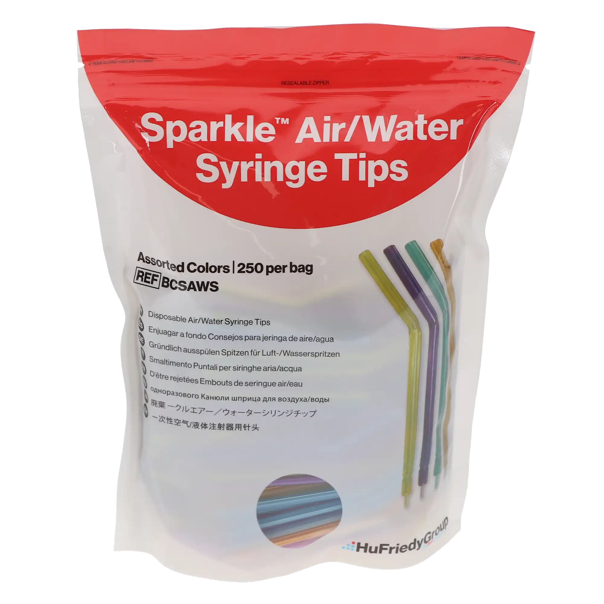 Sparkle Disposable Air/Water Syringe Tips, Assorted Translucent Colors, 250/Bag, BCSAWS thumbnail 6