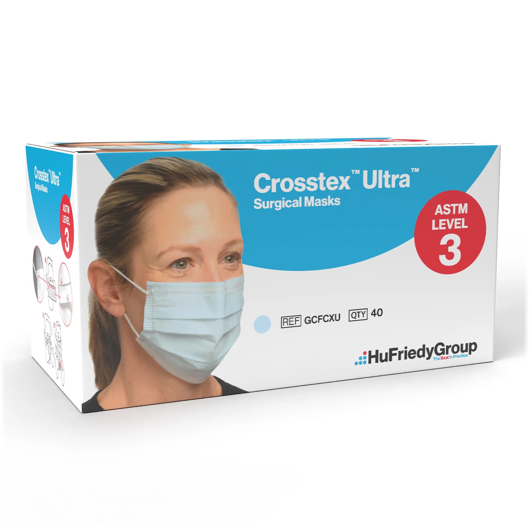 Crosstex Ultra Earloop Face Masks, ASTM Level 3, Blue, Latex Free, 40/Box, GCFCXU thumbnail 11