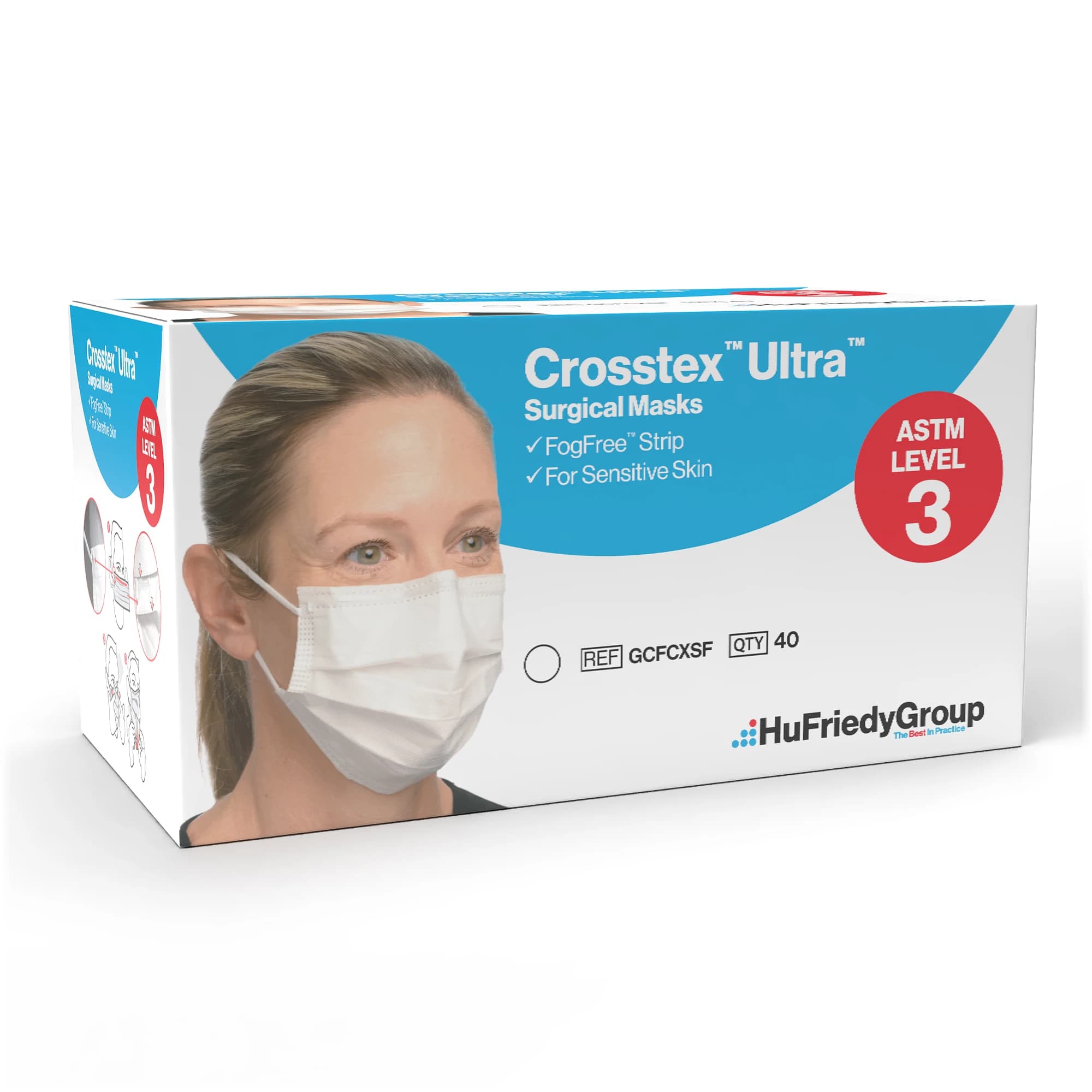 Crosstex Ultra Sensitive FogFree Earloop Face Mask, ASTM Level 3, White, 40/Box, GCFCXSF thumbnail 14